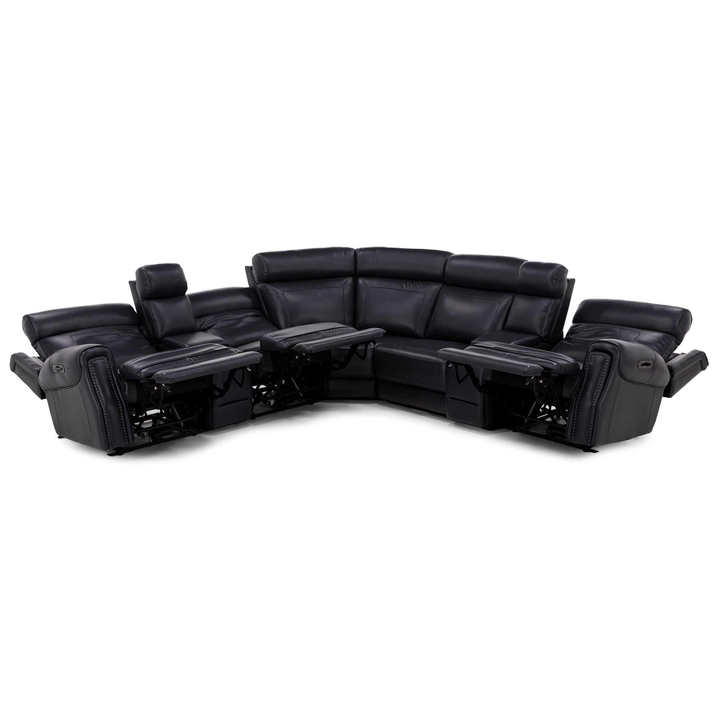 Kinston 7Pc Leather Fully Loaded Zero Gravity Reclining Modular With Heat, Massage & Chargers