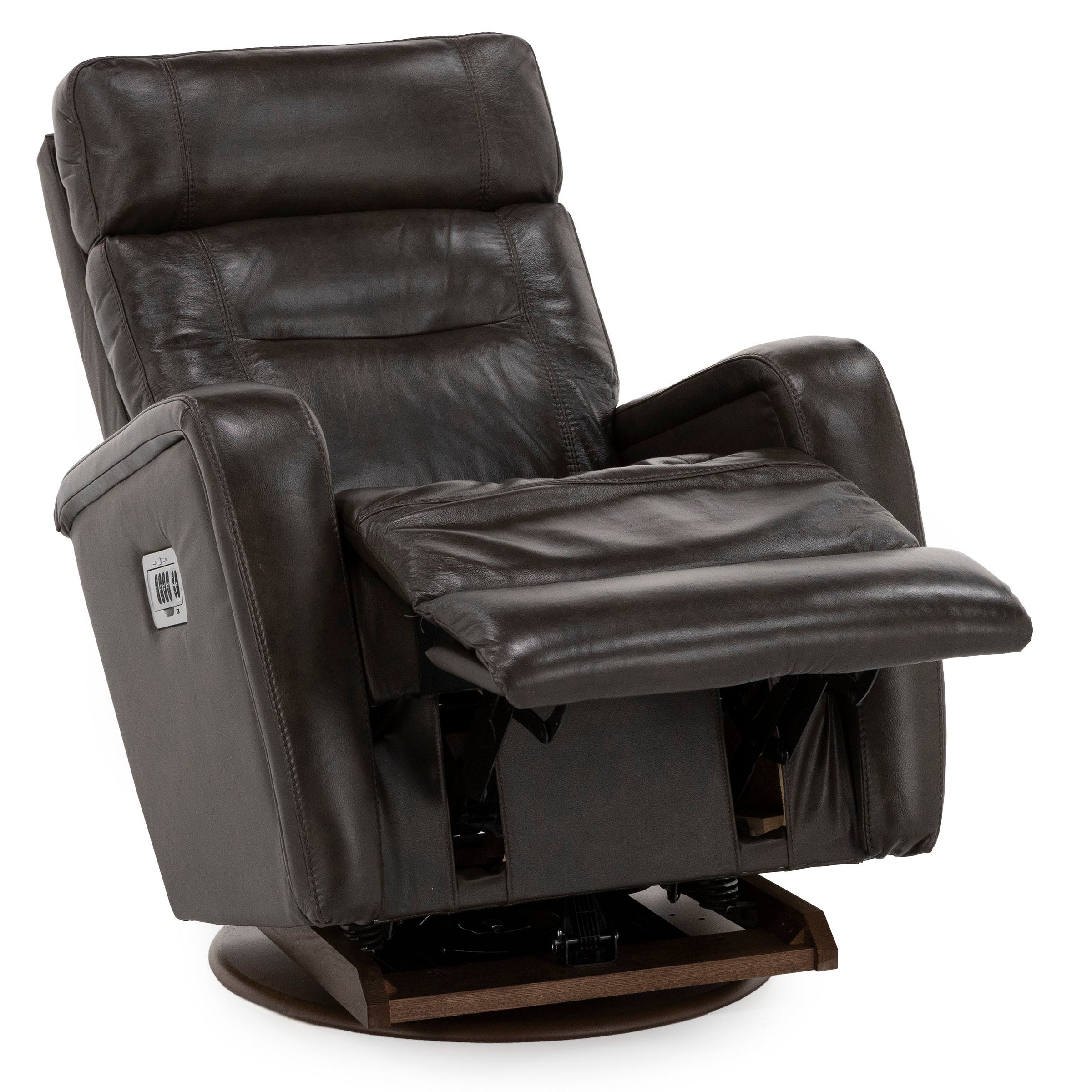 Baron Leather Fully Loaded Swivel Recliner with Wireless Remote