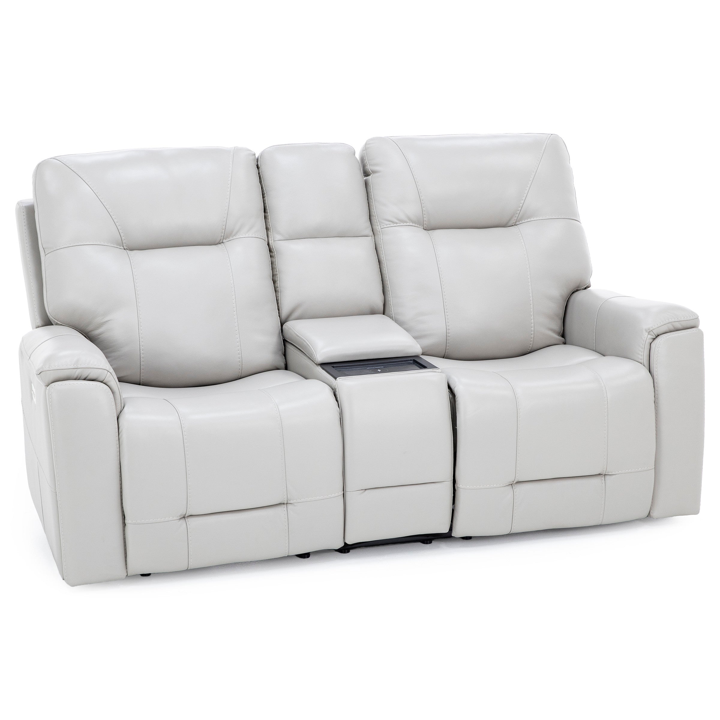 Matthew Leather Fully Loaded Zero Gravity Reclining Console Loveseat With Wireless Charging