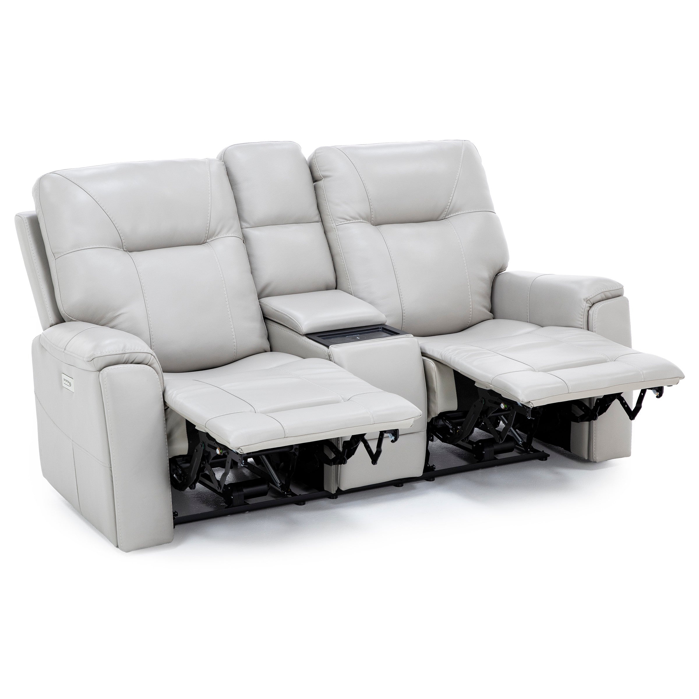 Matthew Leather Fully Loaded Zero Gravity Reclining Console Loveseat With Wireless Charging