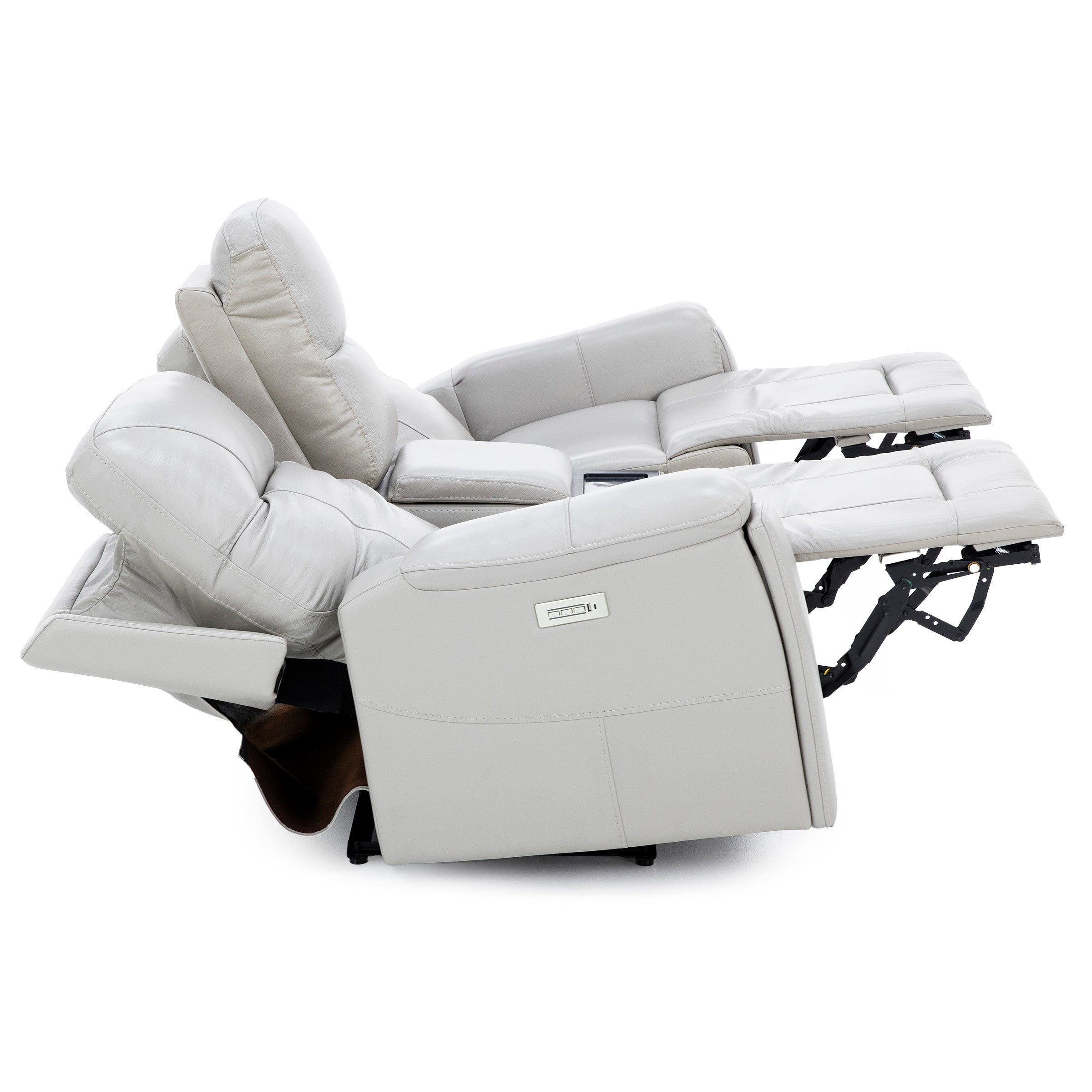 Matthew Leather Fully Loaded Zero Gravity Reclining Console Loveseat With Wireless Charging