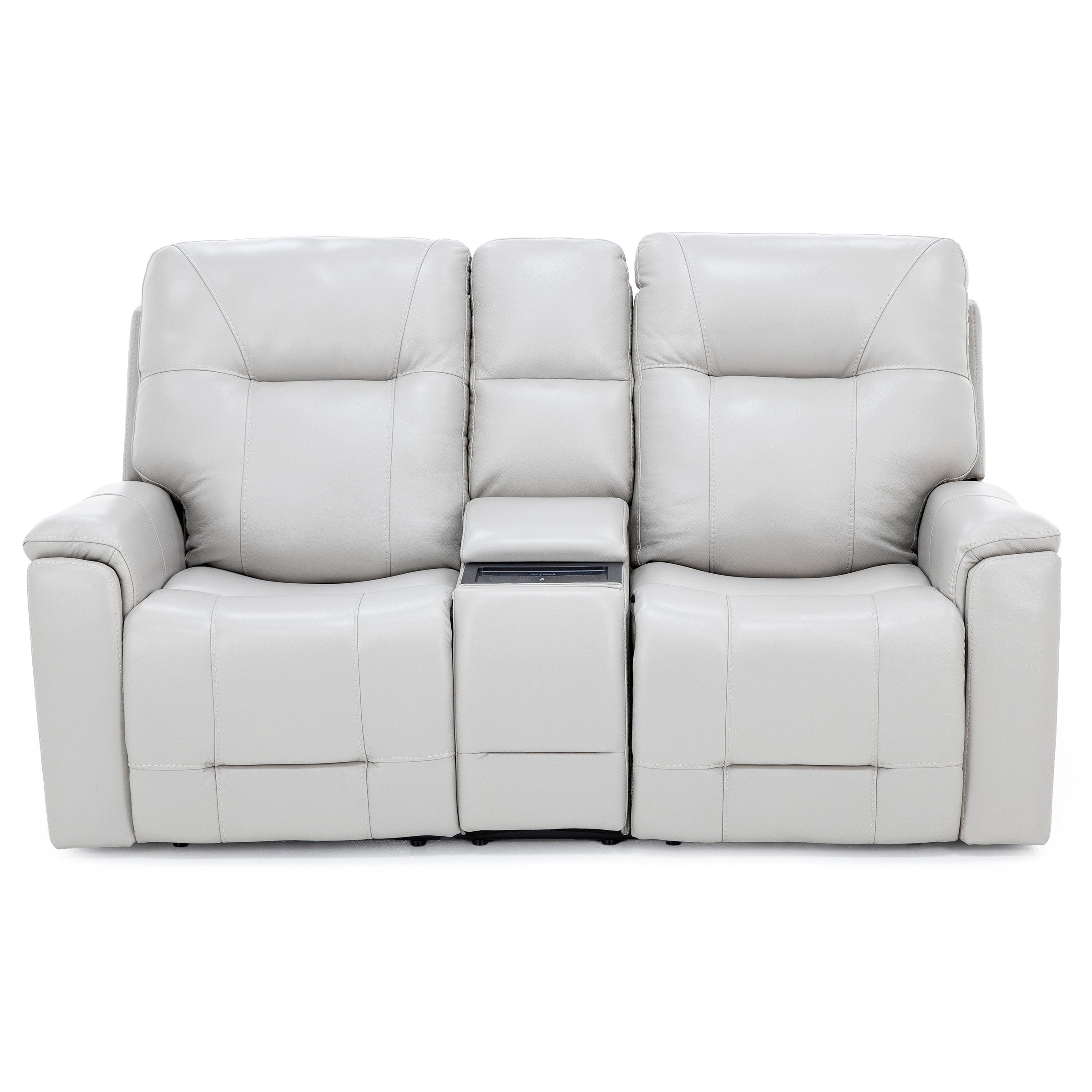Matthew Leather Fully Loaded Zero Gravity Reclining Console Loveseat With Wireless Charging