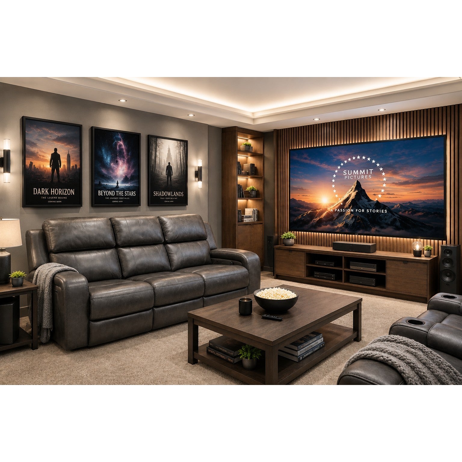 Liam Leather Fully Loaded Zero Gravity Reclining Sofa With Drop Table, Massage & Immersive Audio