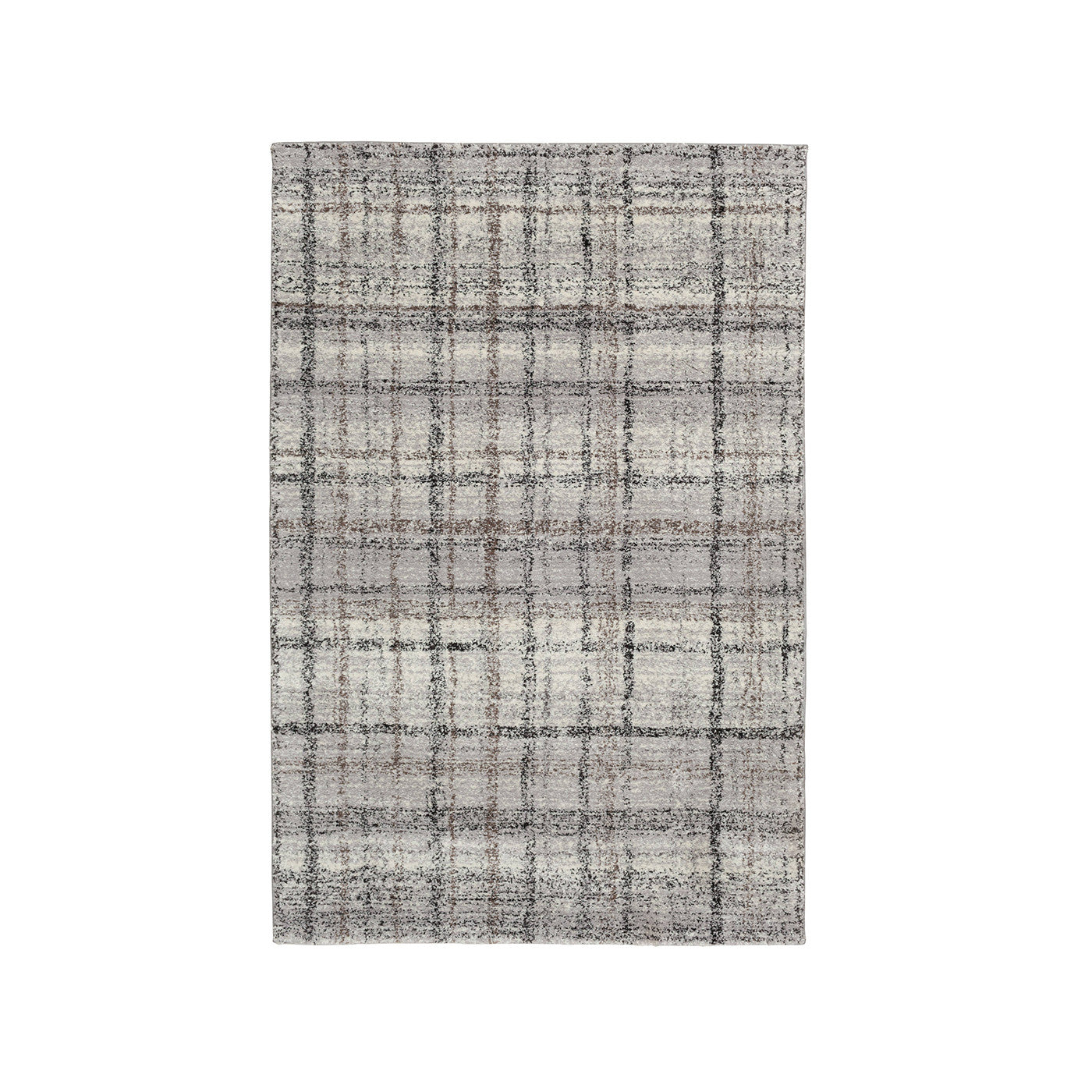 Structures Grey Plaid Torrent Area Rug