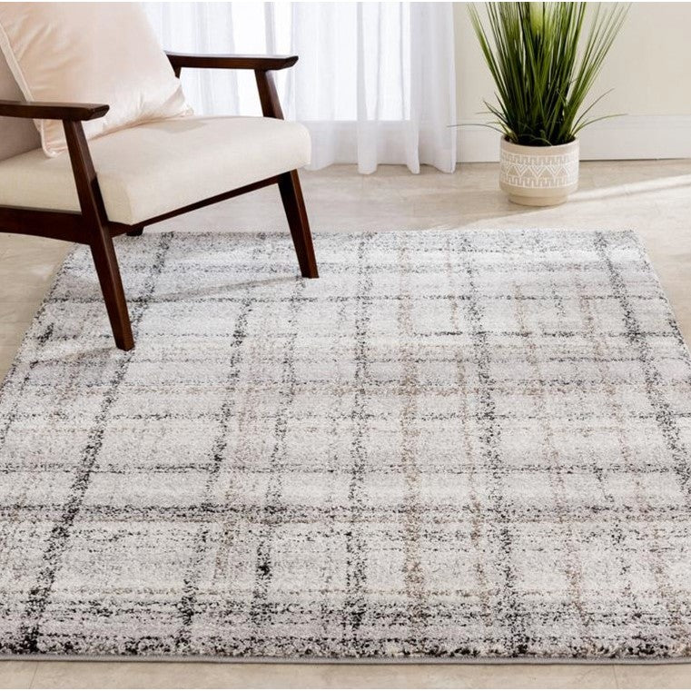 Structures Grey Plaid Torrent Area Rug