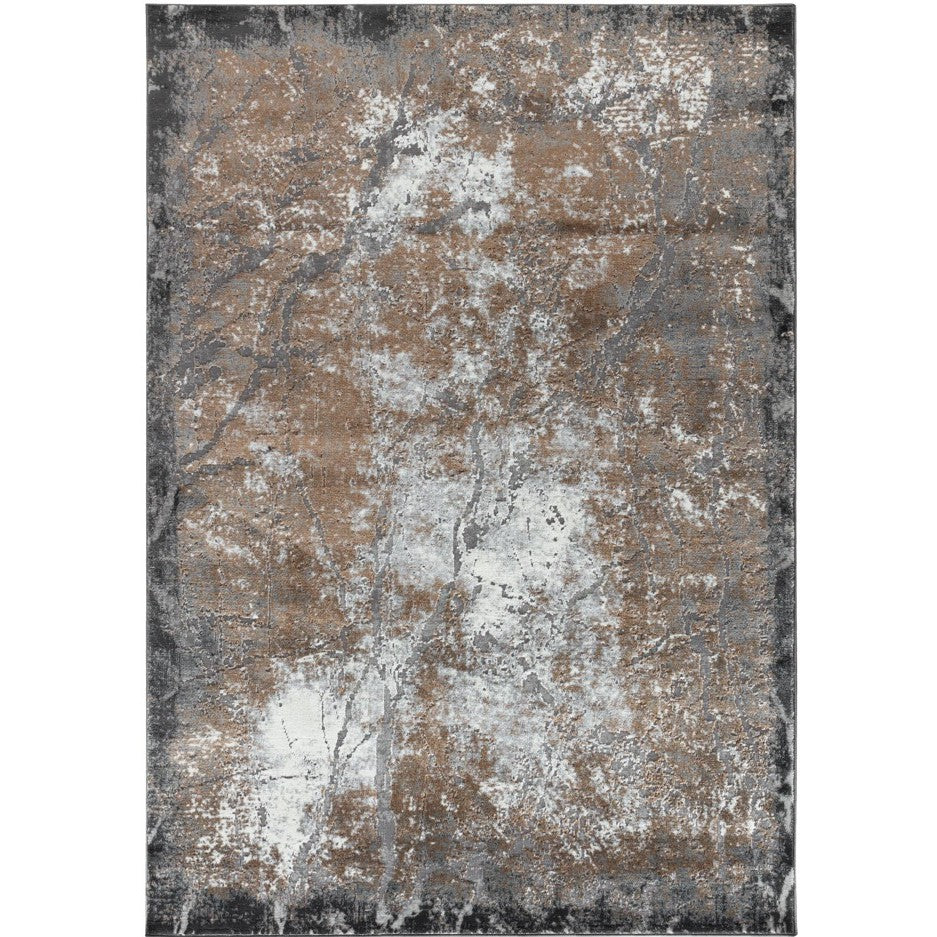 Petra Silver/Brown Abstract Area Rug