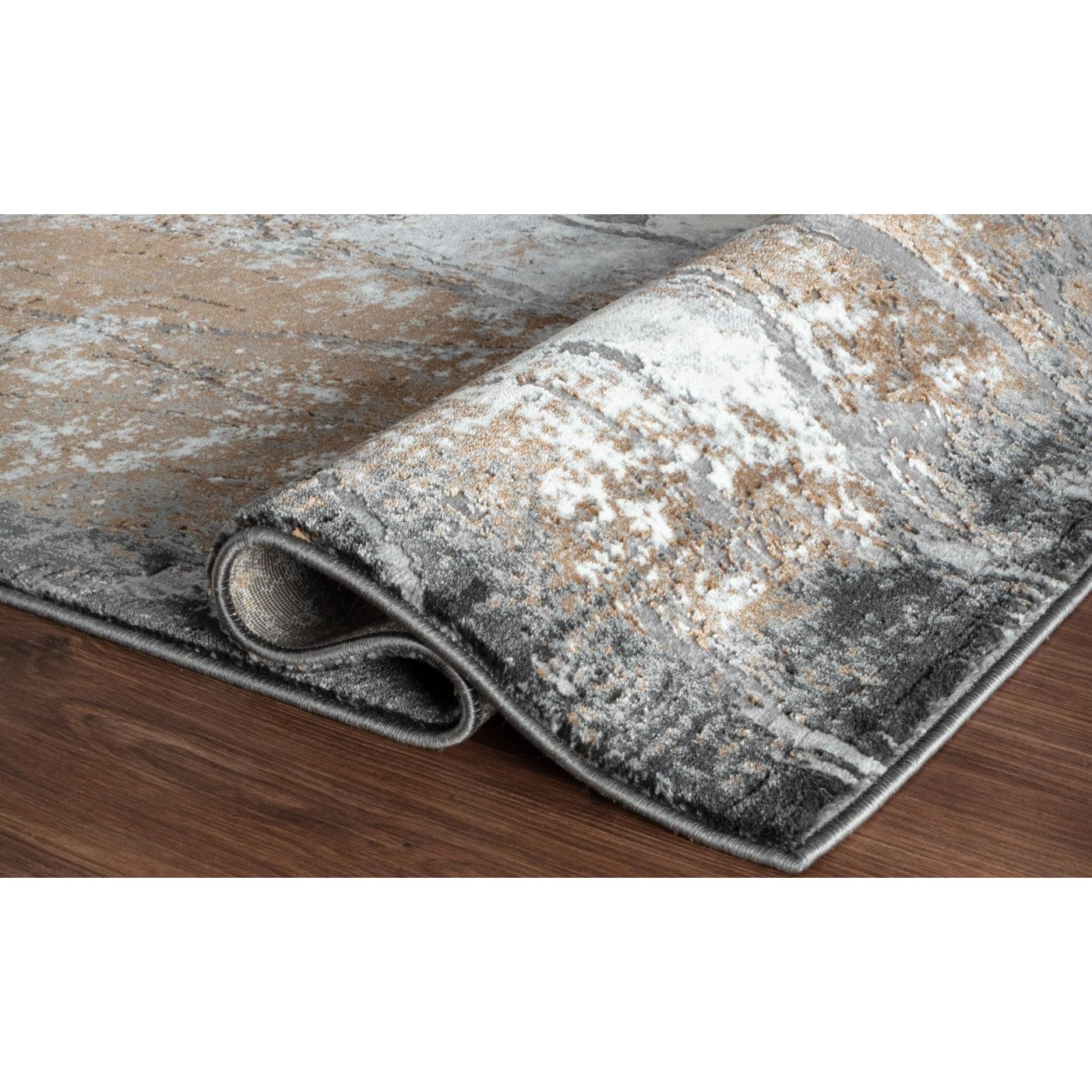 Petra Silver/Brown Abstract Area Rug