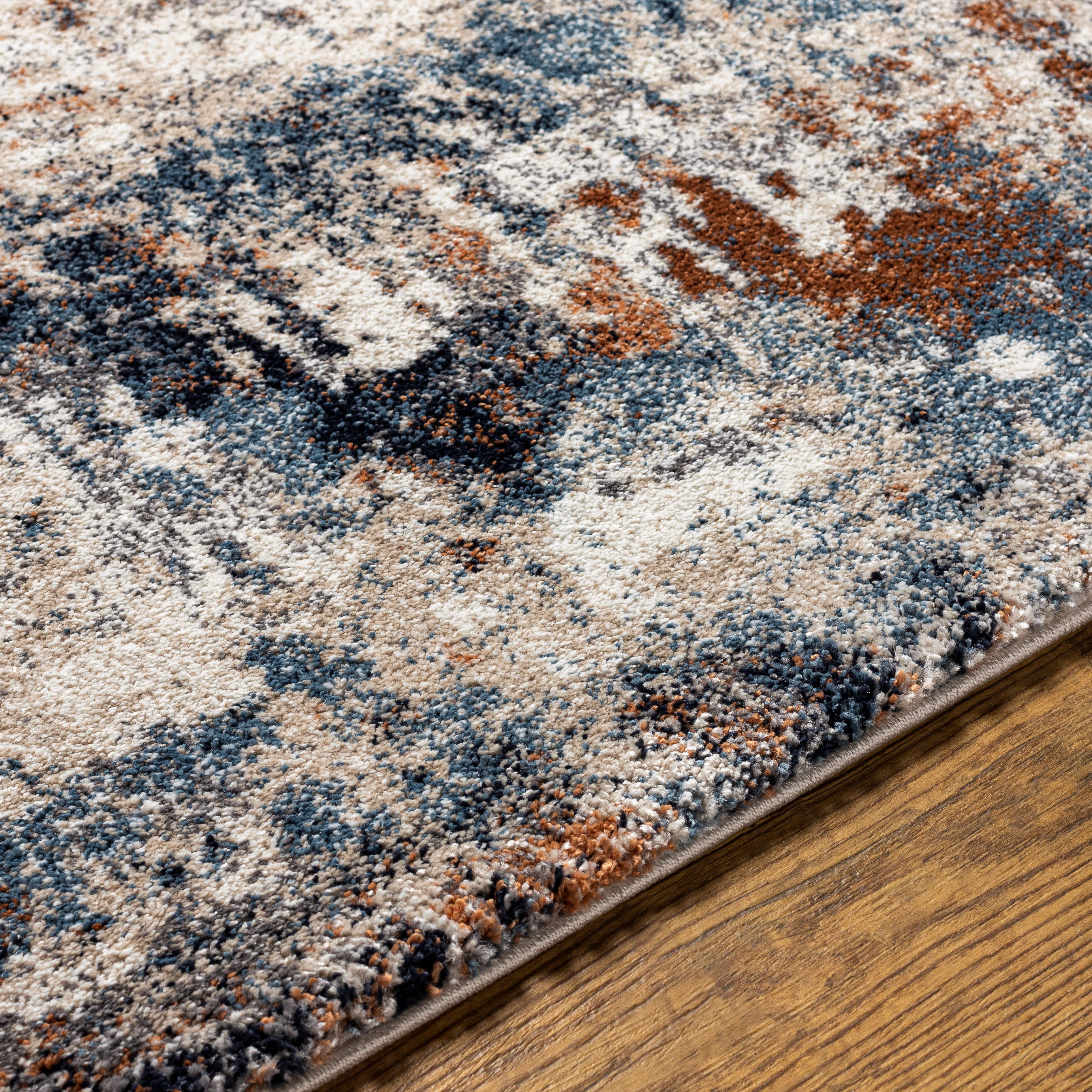 Tuscany Coral/Cream/Blue Abstract Area Rug