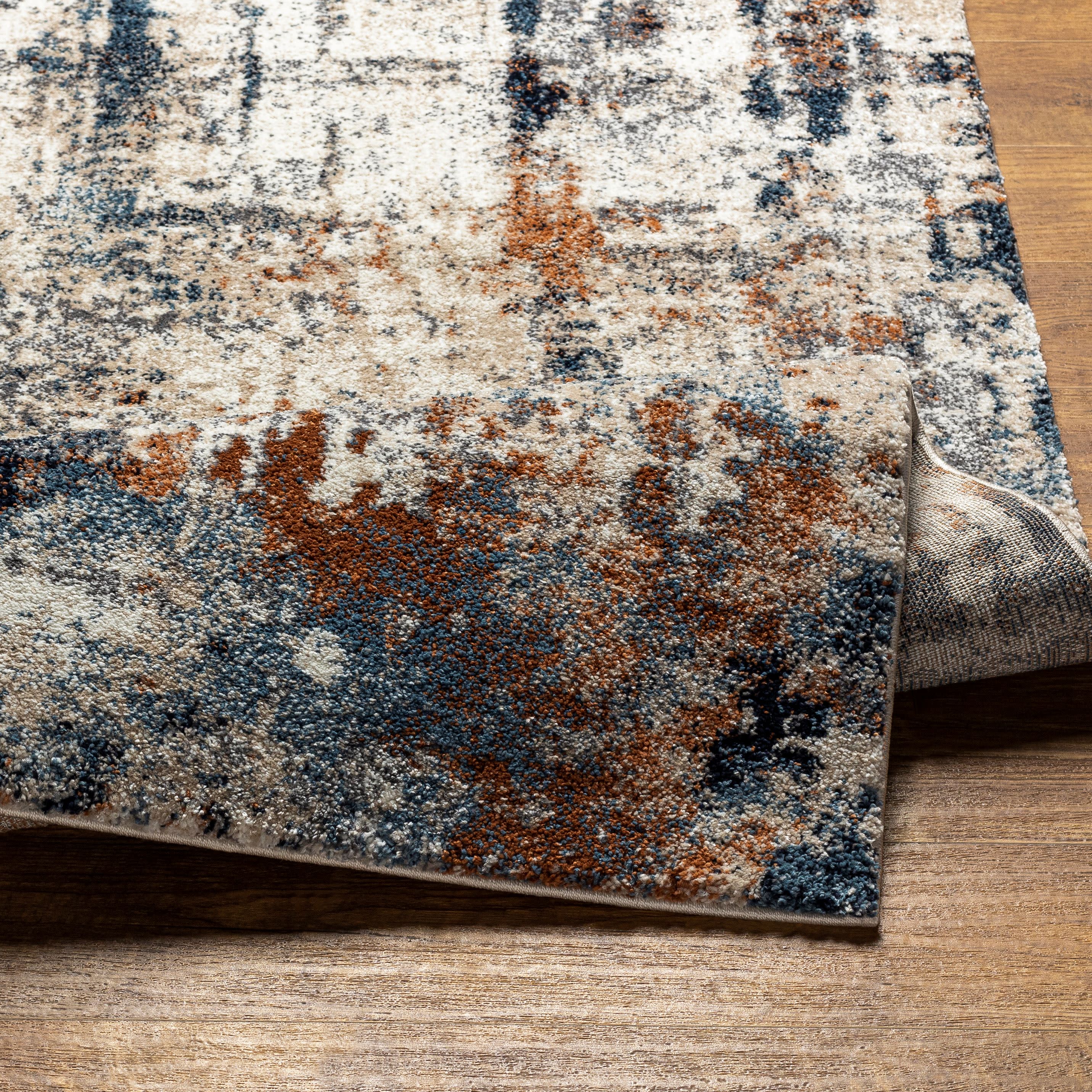 Tuscany Coral/Cream/Blue Abstract Area Rug