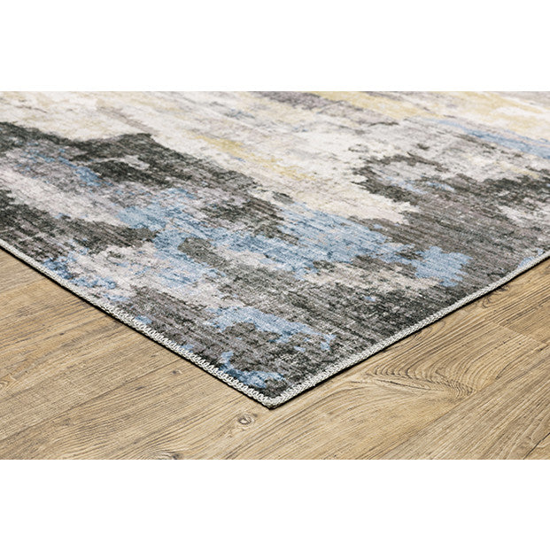 Malibu Ivory/Grey Abstract Area Rug 5'W x 7'L
