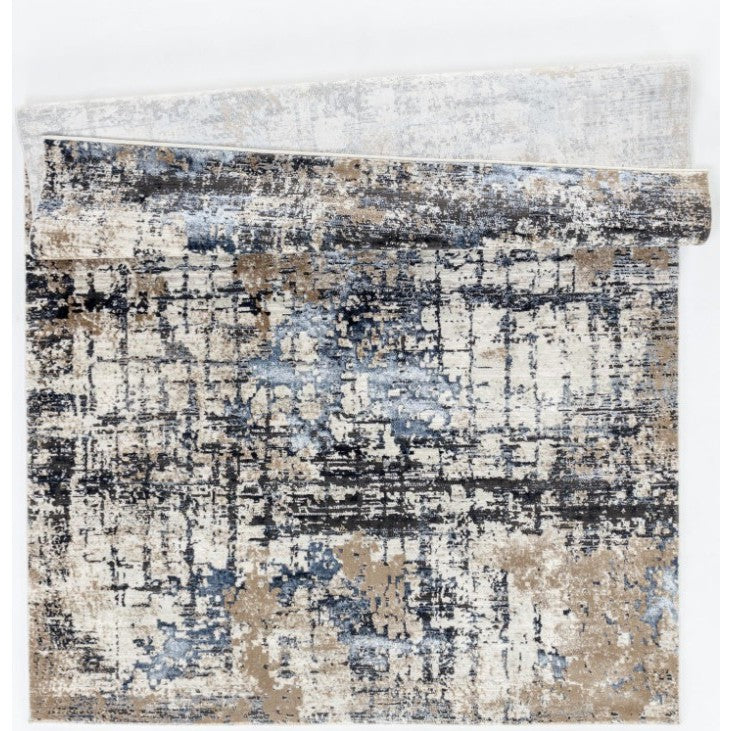 Omari Tan/Navy/Silver Abstract Area Rug