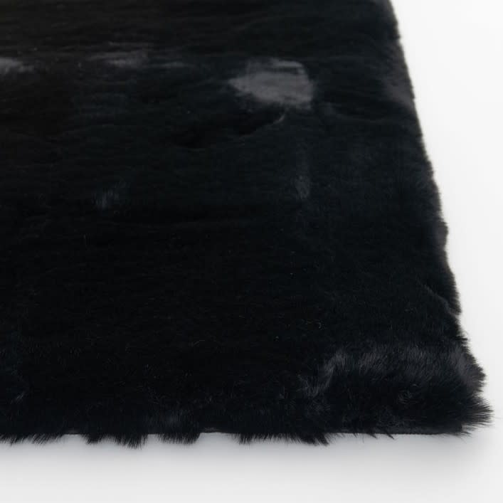 Ultimate Angora Black Faux Fur Area Rug