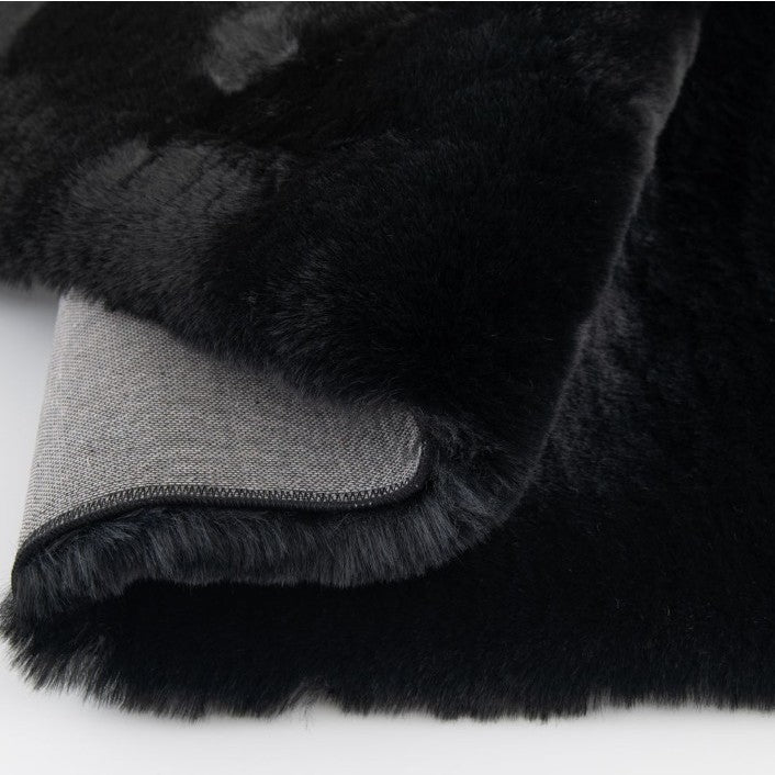 Ultimate Angora Black Faux Fur Area Rug