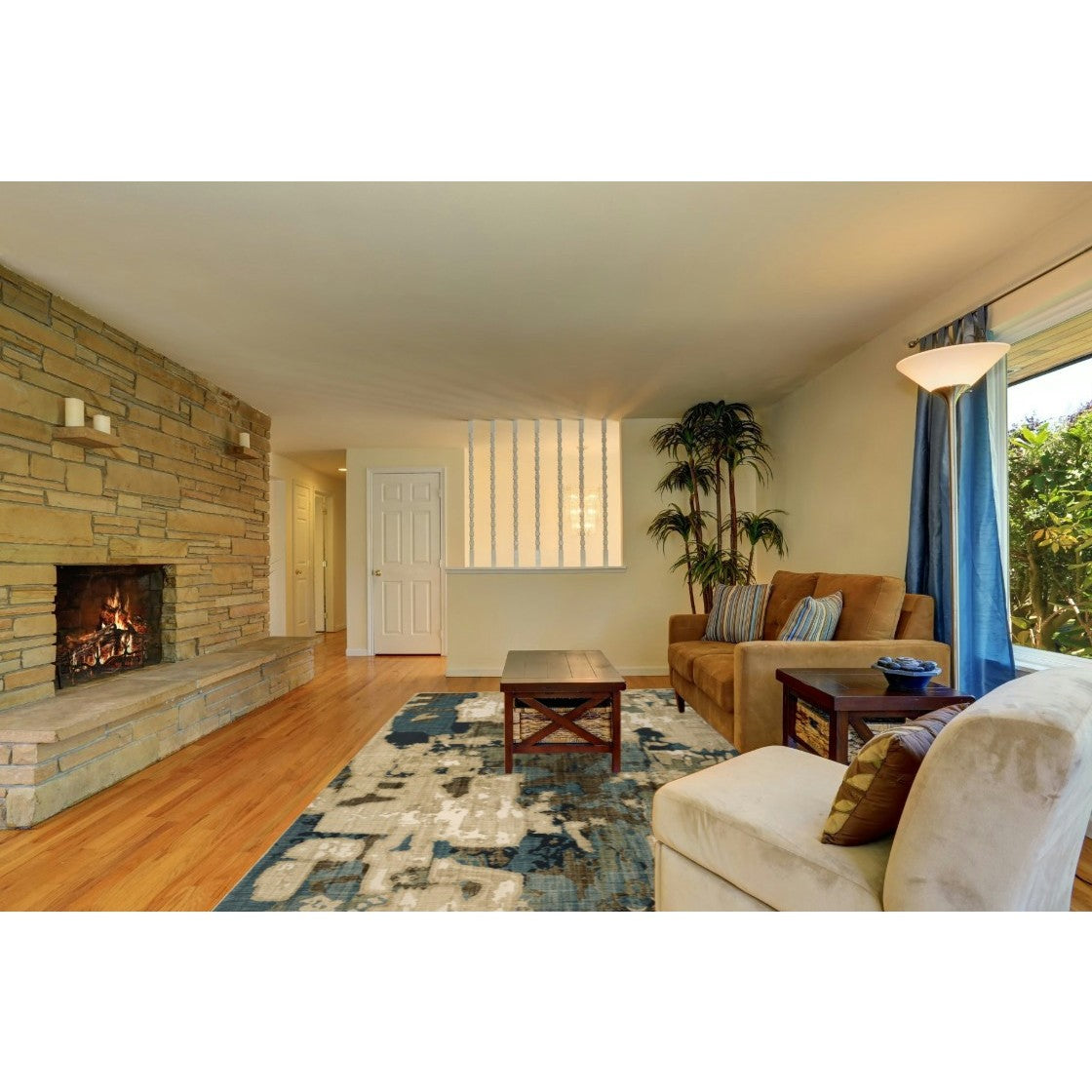 Reed Green/Tan/Brown/Blue Abstract Area Rug