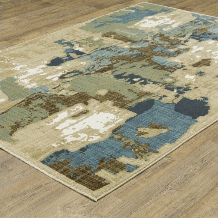 Reed Green/Tan/Brown/Blue Abstract Area Rug