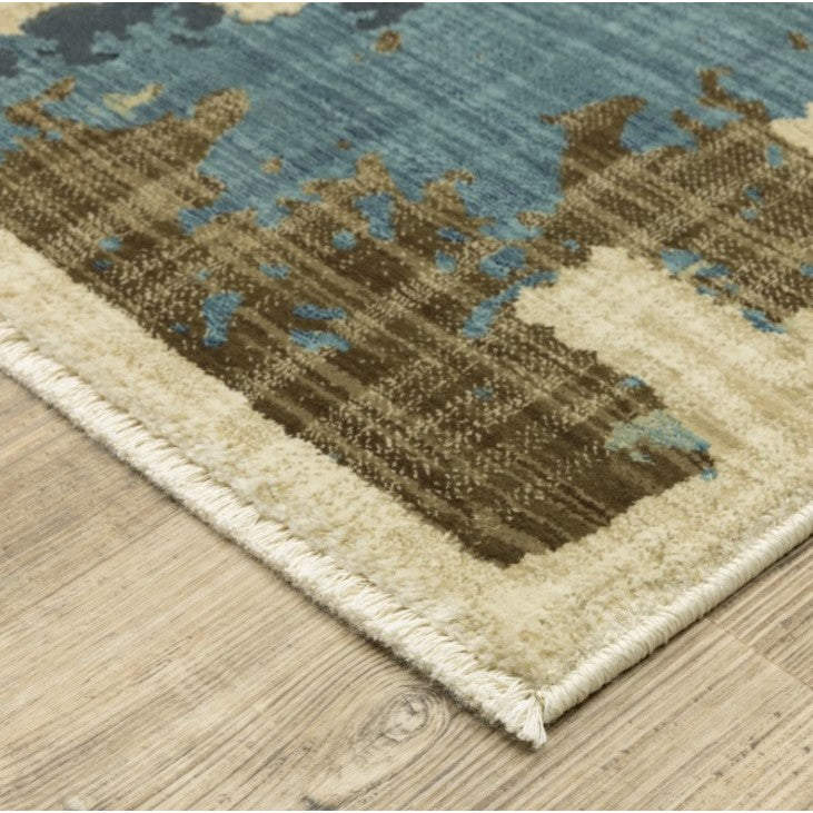 Reed Green/Tan/Brown/Blue Abstract Area Rug