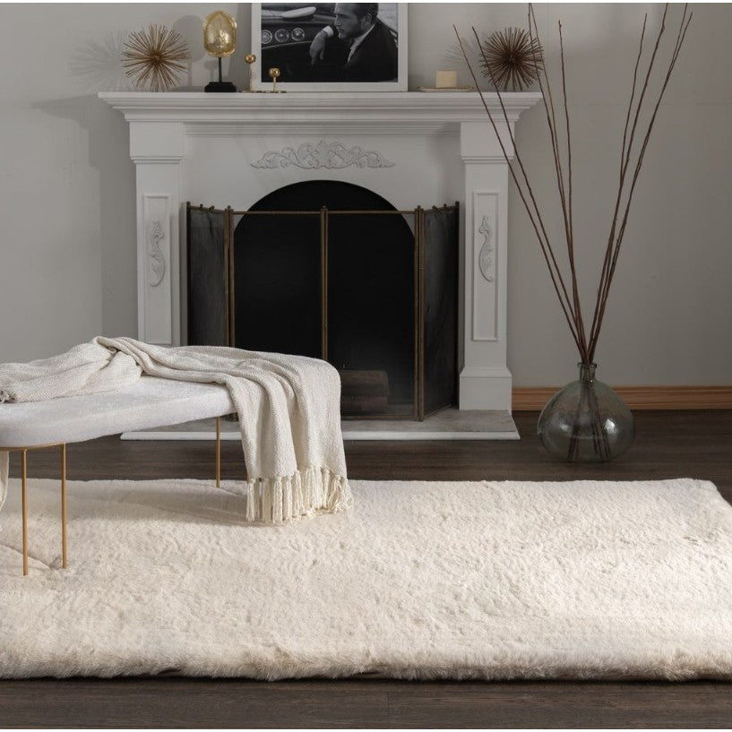Ultimate Angora Ivory Faux Fur Area Rug