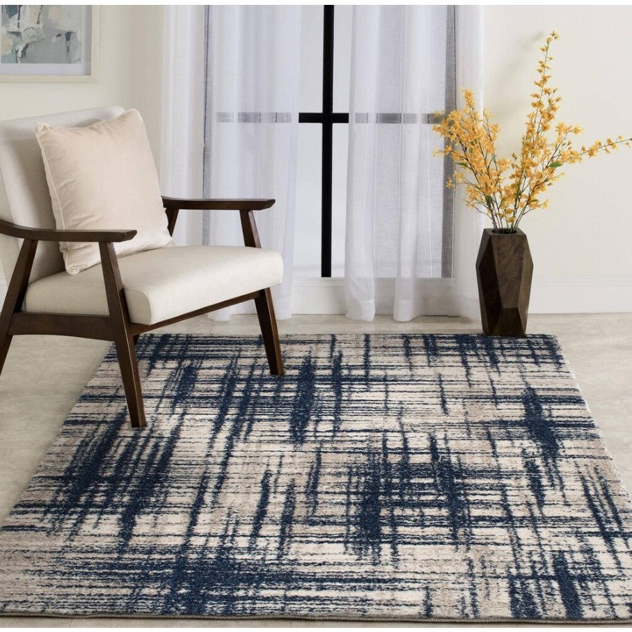 Tulsa Navy/Cream/Tan Hash Area Rug