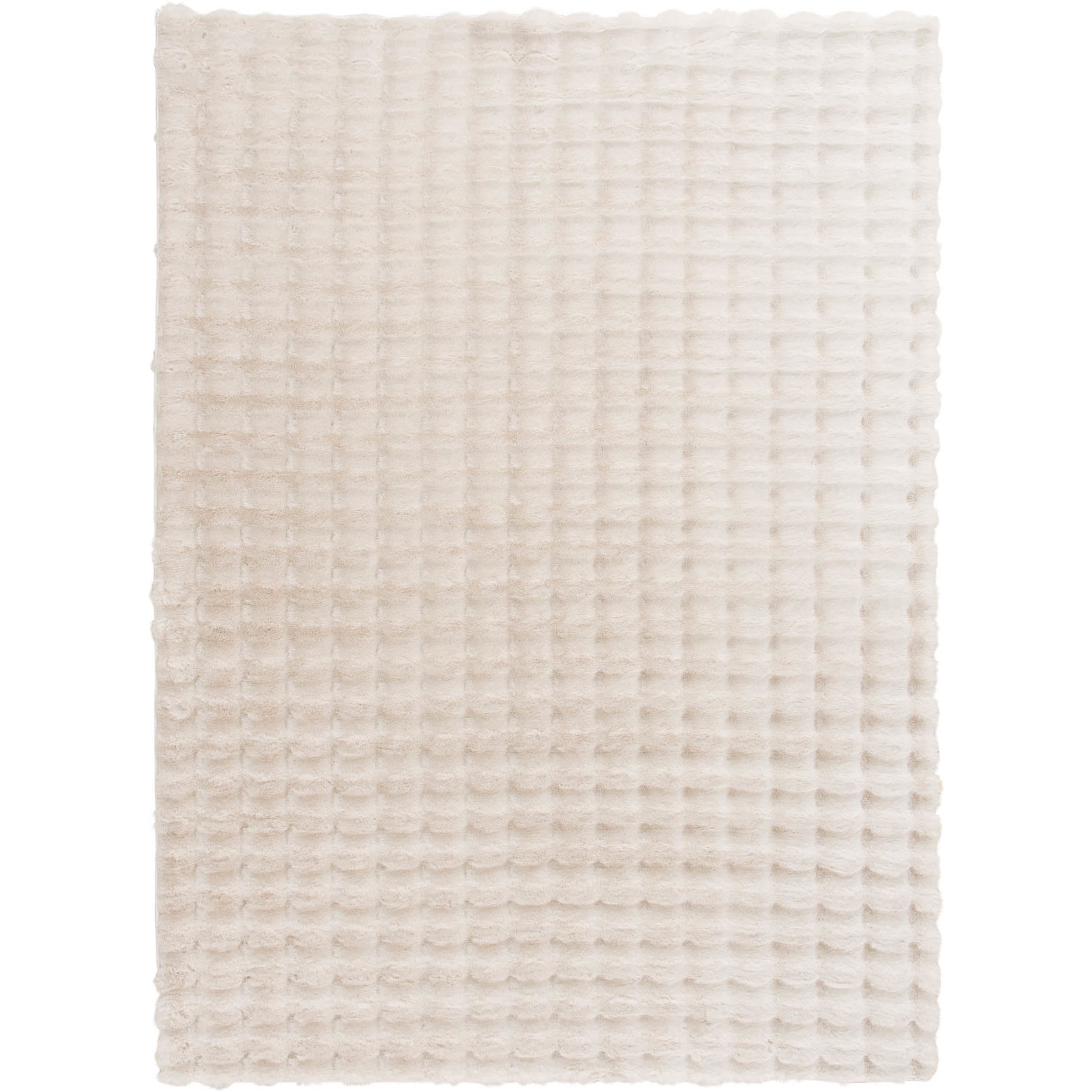 Bubble Ivory Faux Fur/Memory Foam Area Rug 7'6"W x 9'6"L
