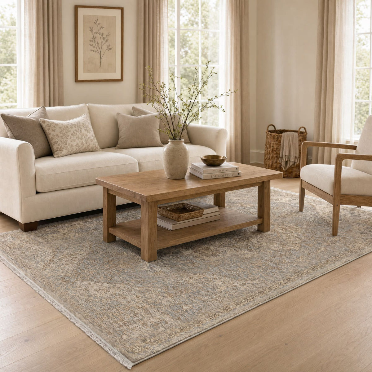 Stellios Tan/Green Medallion Abstract Area Rug
