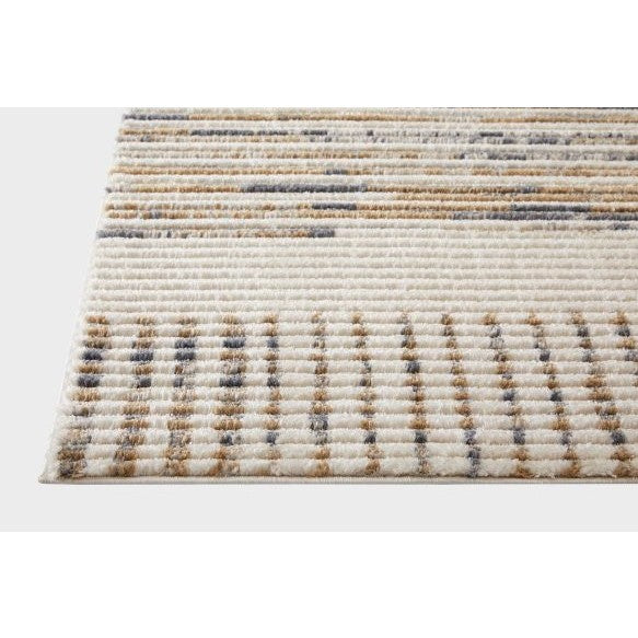 Beige and brown modern area rug with subtle striped pattern