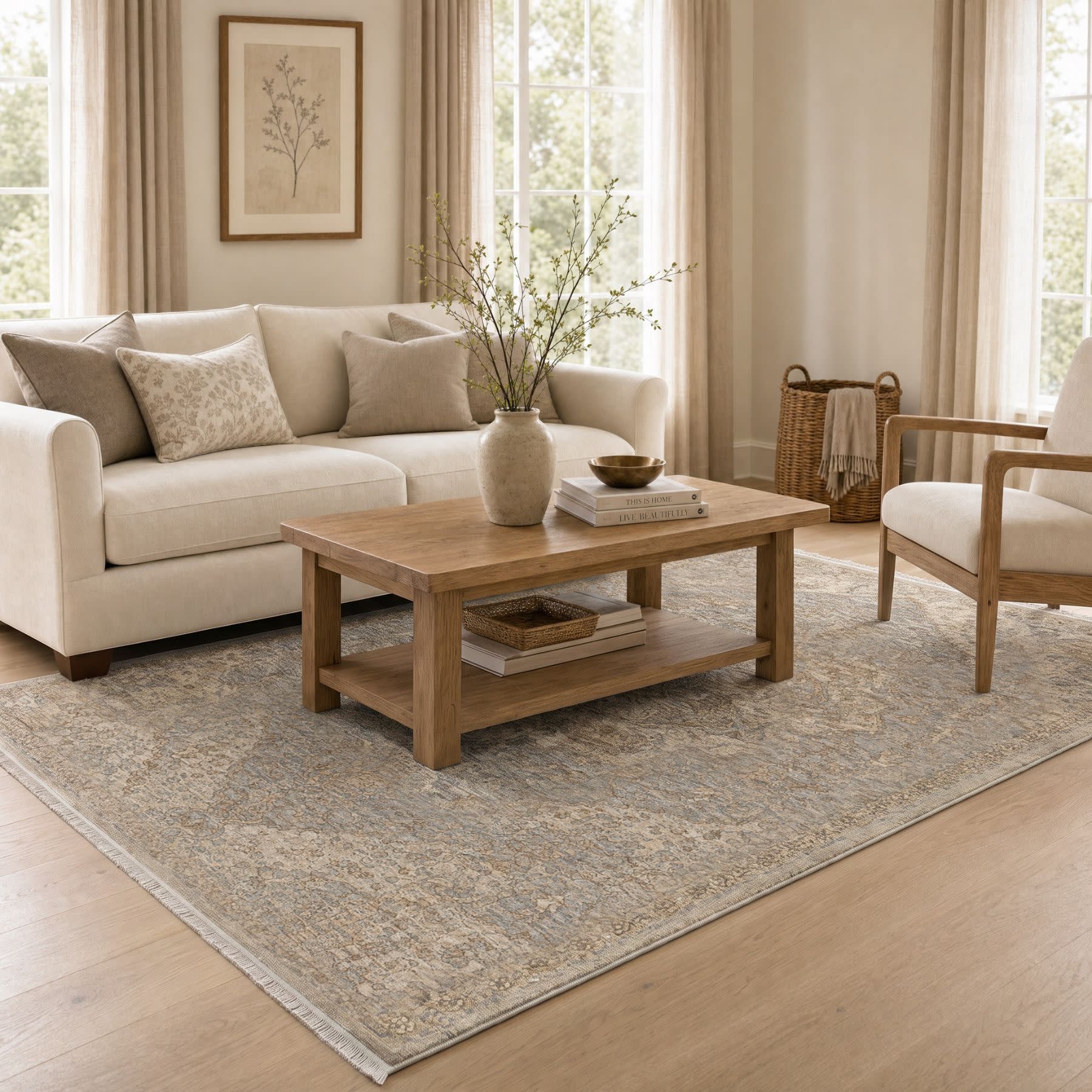 Stellios Tan/Green Medallion Abstract Area Rug