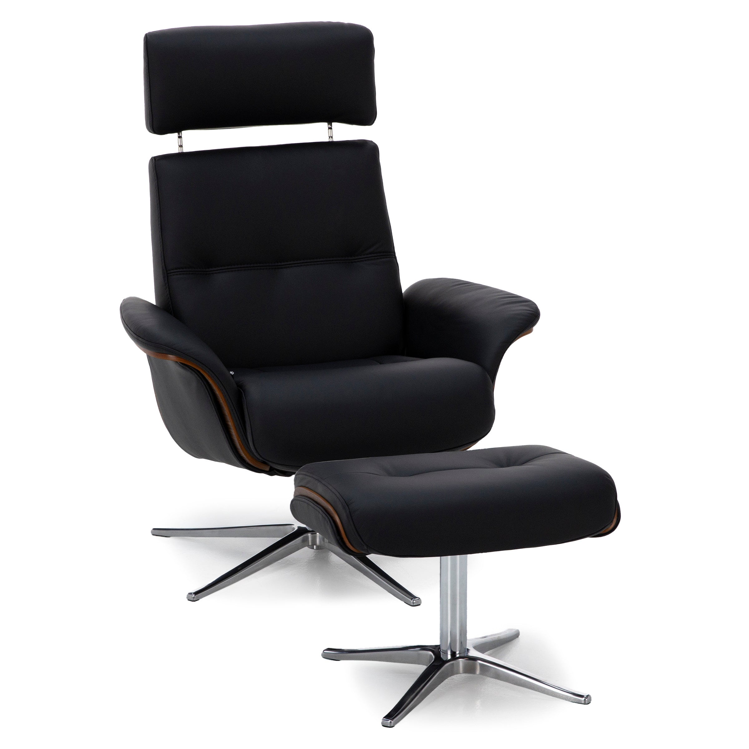 Sydney Leather Swivel Chair And Ottoman Set