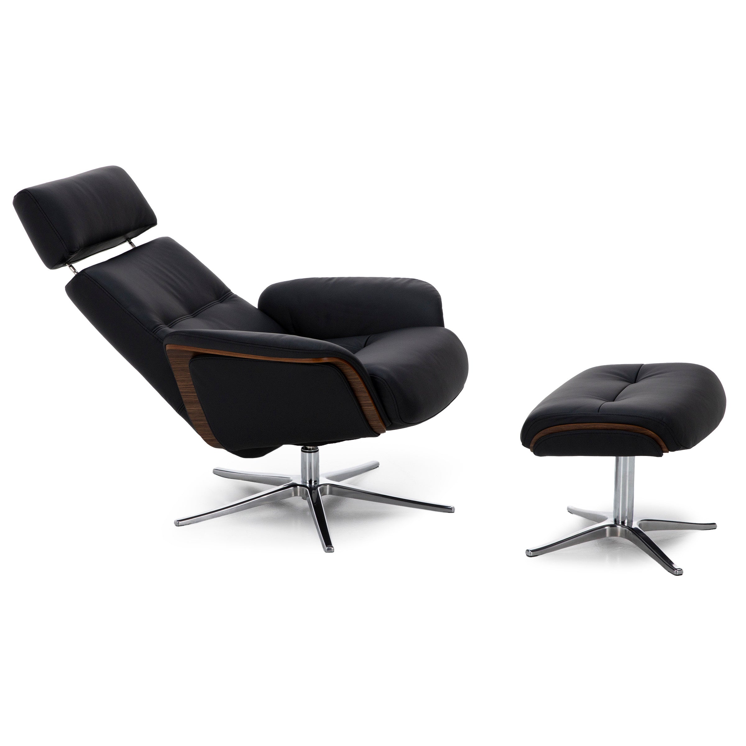 Sydney Leather Swivel Chair And Ottoman Set