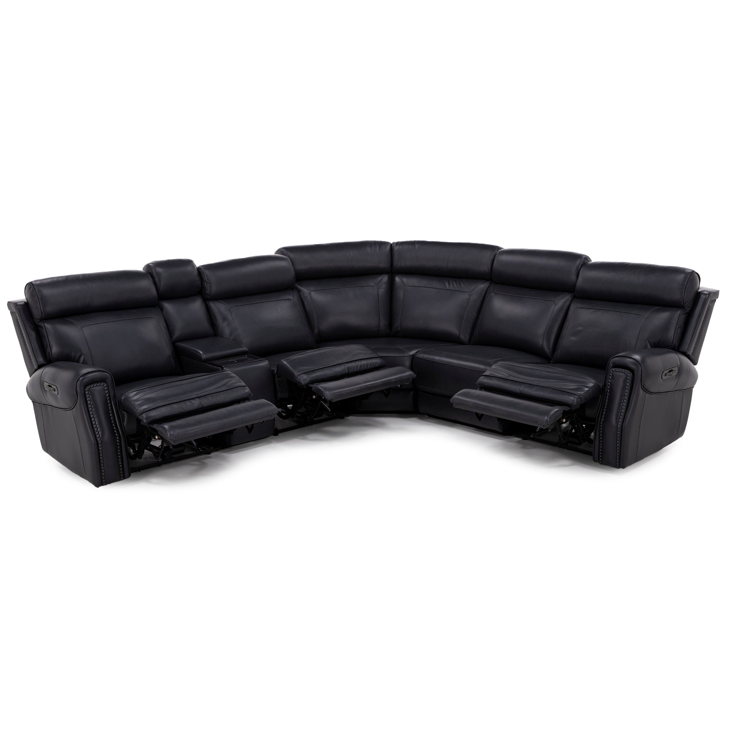 Kinston 6Pc Leather Fully Loaded Zero Gravity Reclining Modular With Heat, Massage & Chargers