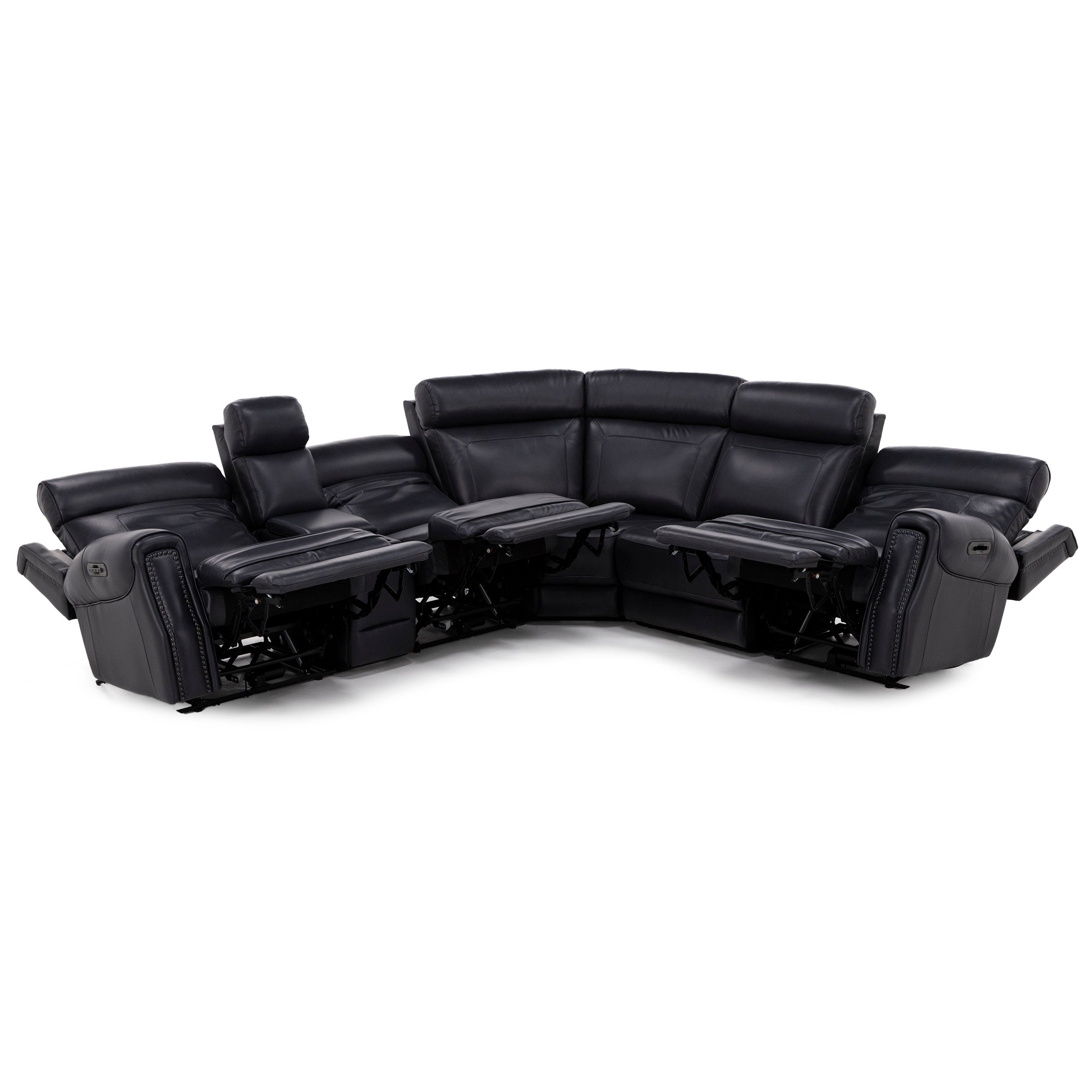 Kinston 6Pc Leather Fully Loaded Zero Gravity Reclining Modular With Heat, Massage & Chargers