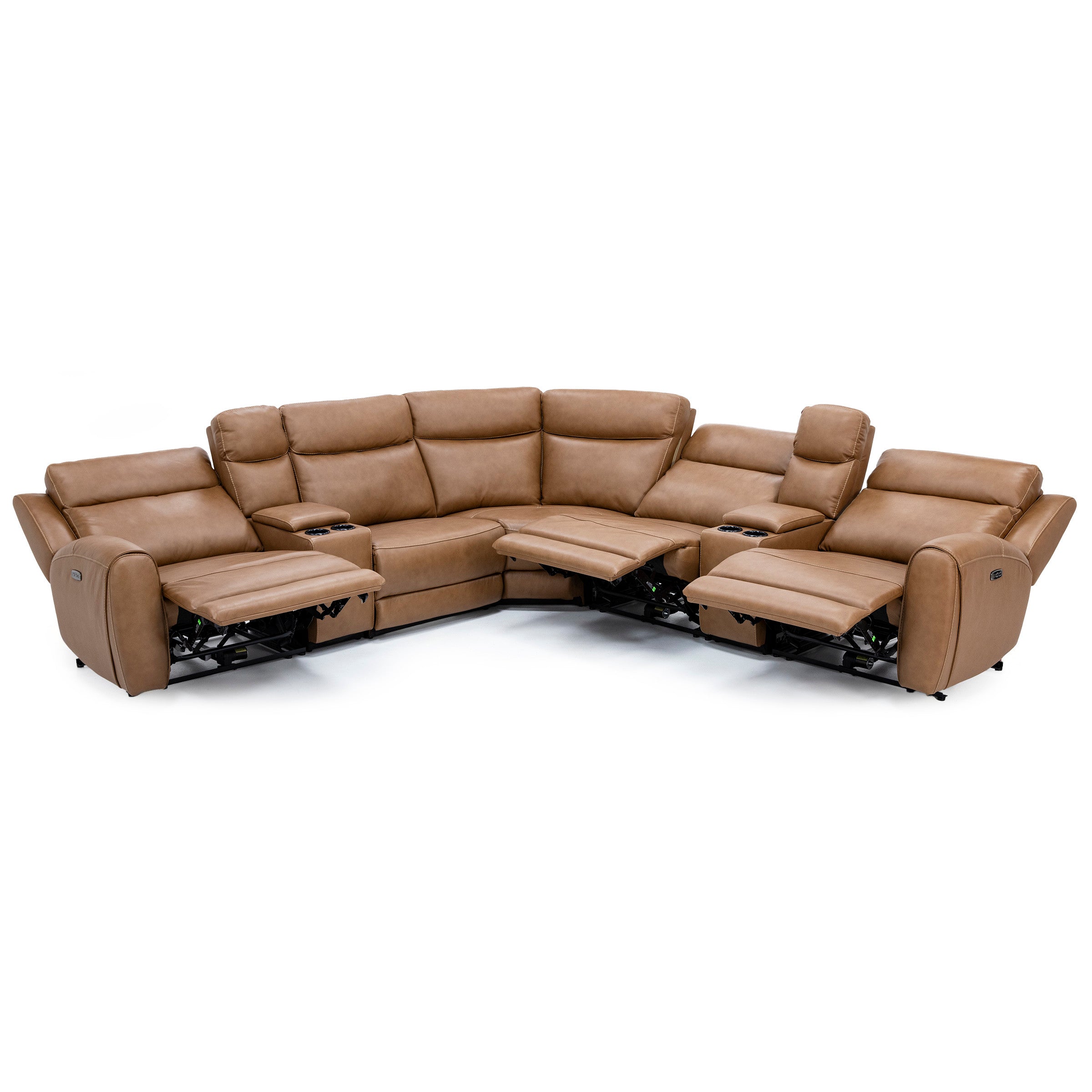 Silverado 7-Pc. Leather Power Headrest Reclining Modular