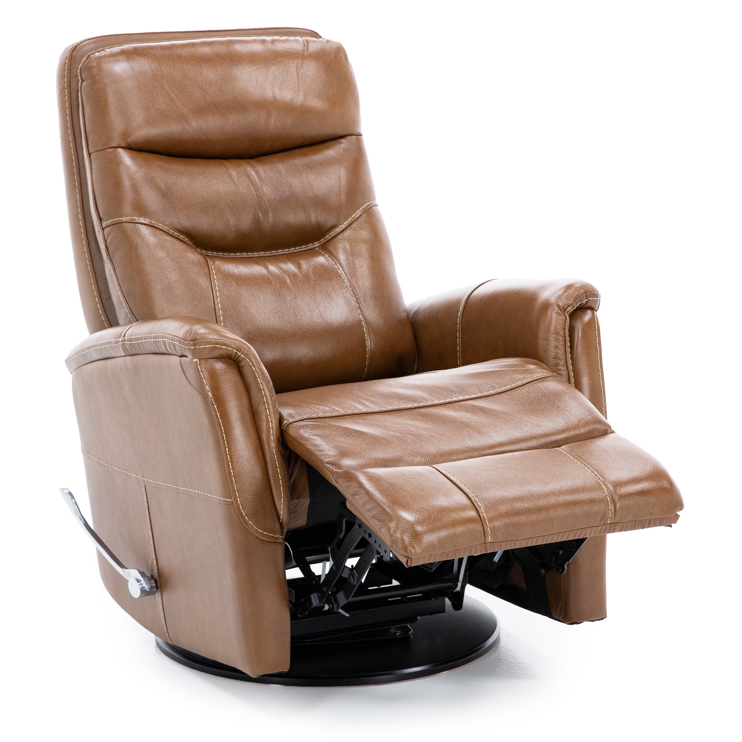 Brennan Leather Swivel Recliner With Manual Adjustable Headrest