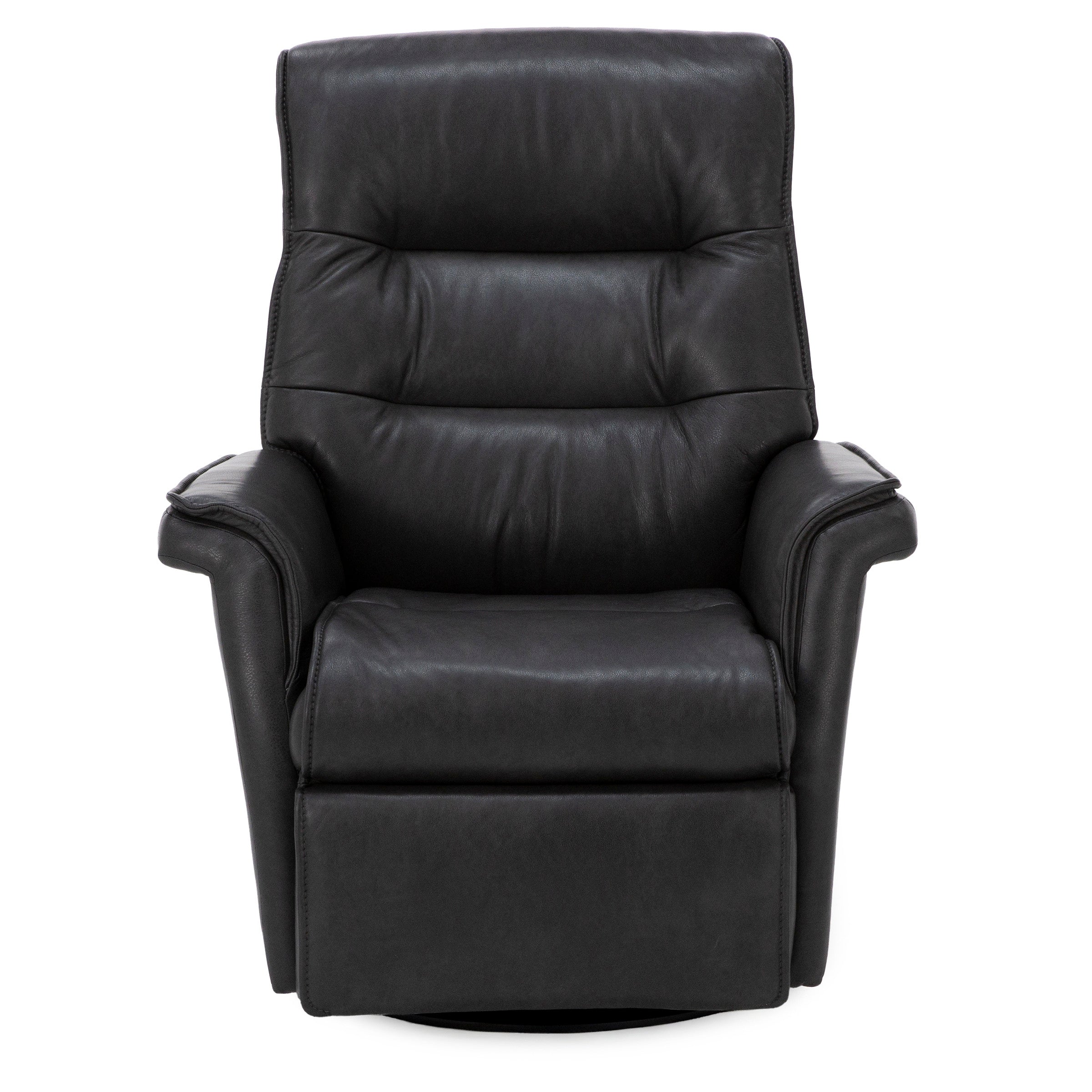 Black leather recliner chair, front view