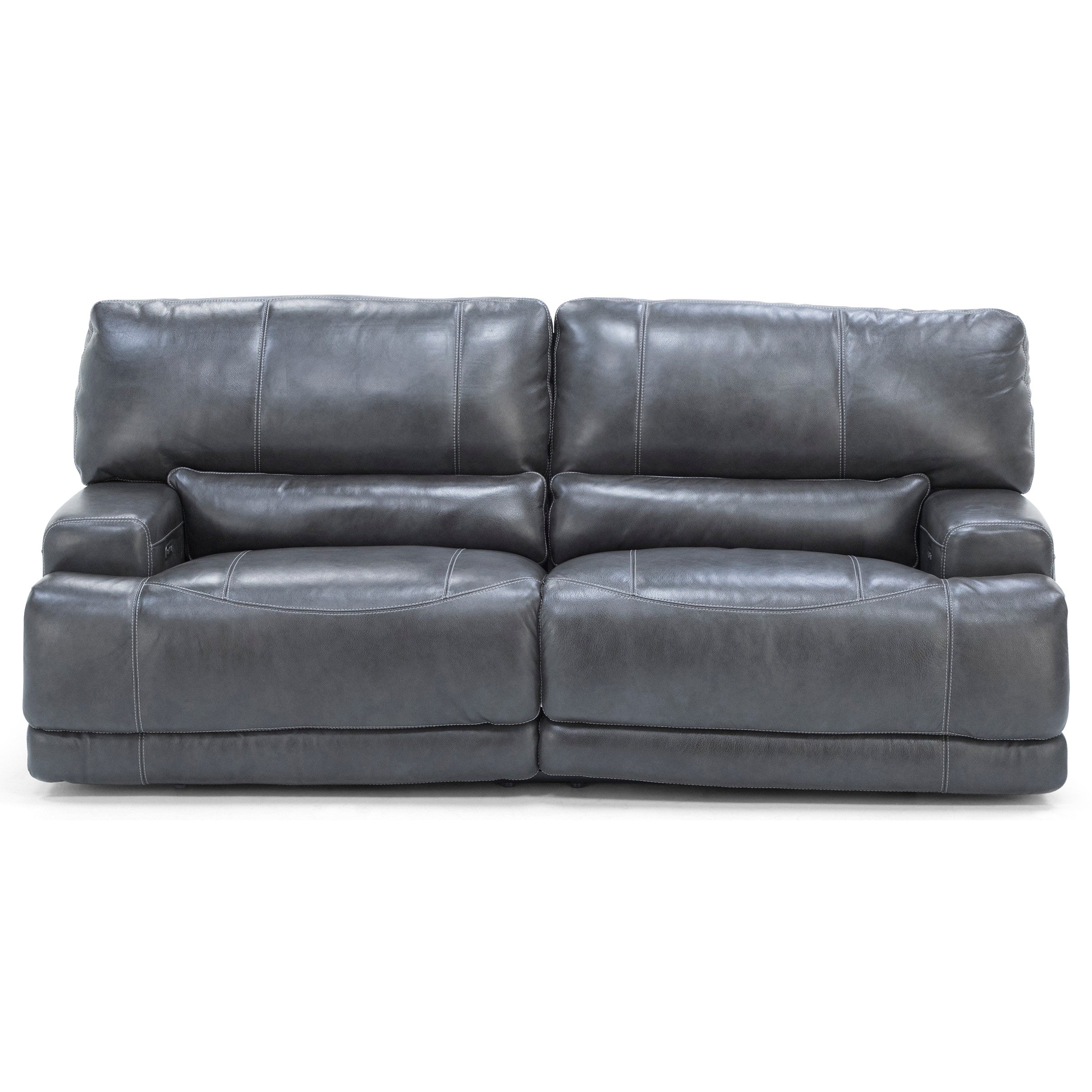 Placier Leather Power Headrest Reclining Sofa in Charcoal