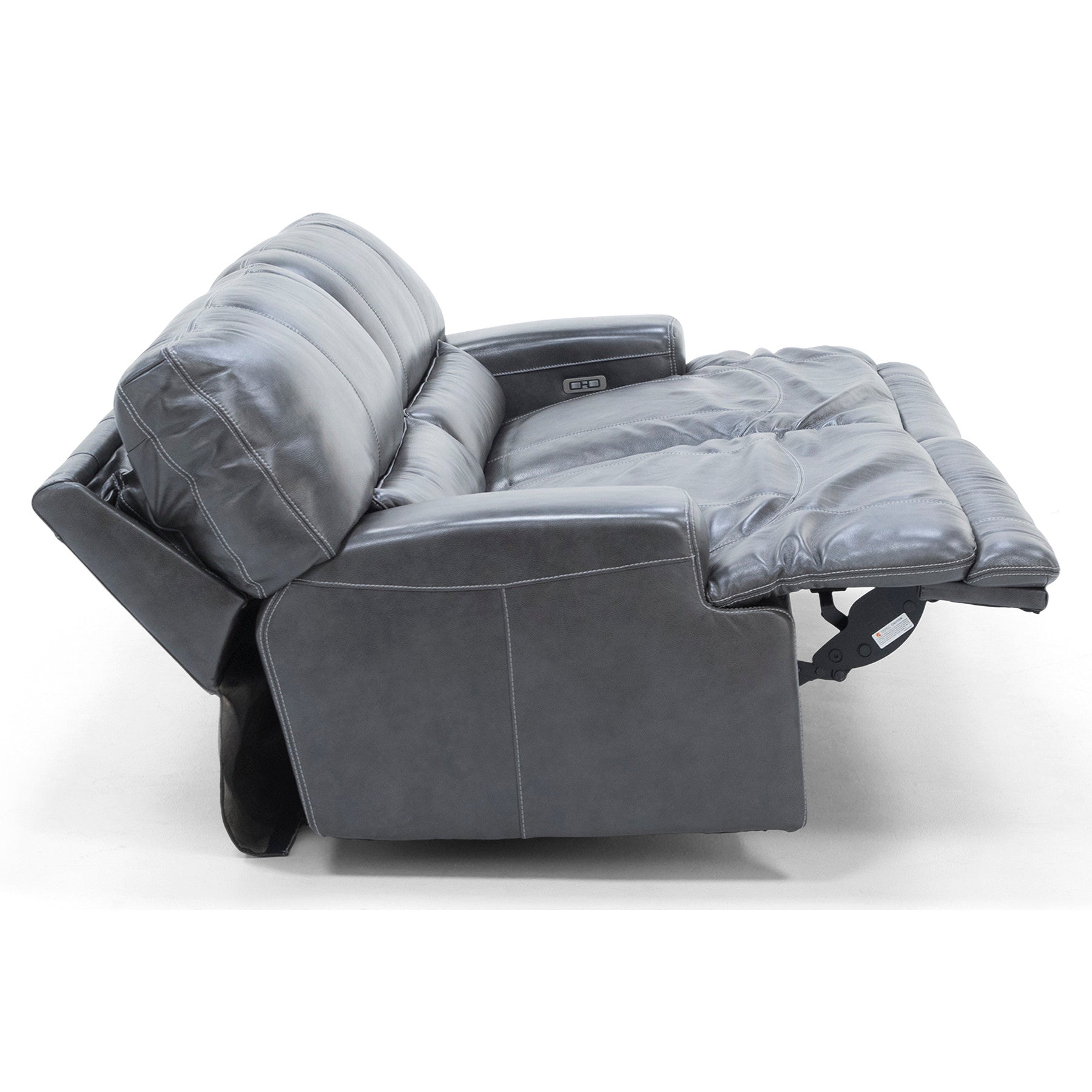 Placier Leather Power Headrest Reclining Sofa in Charcoal