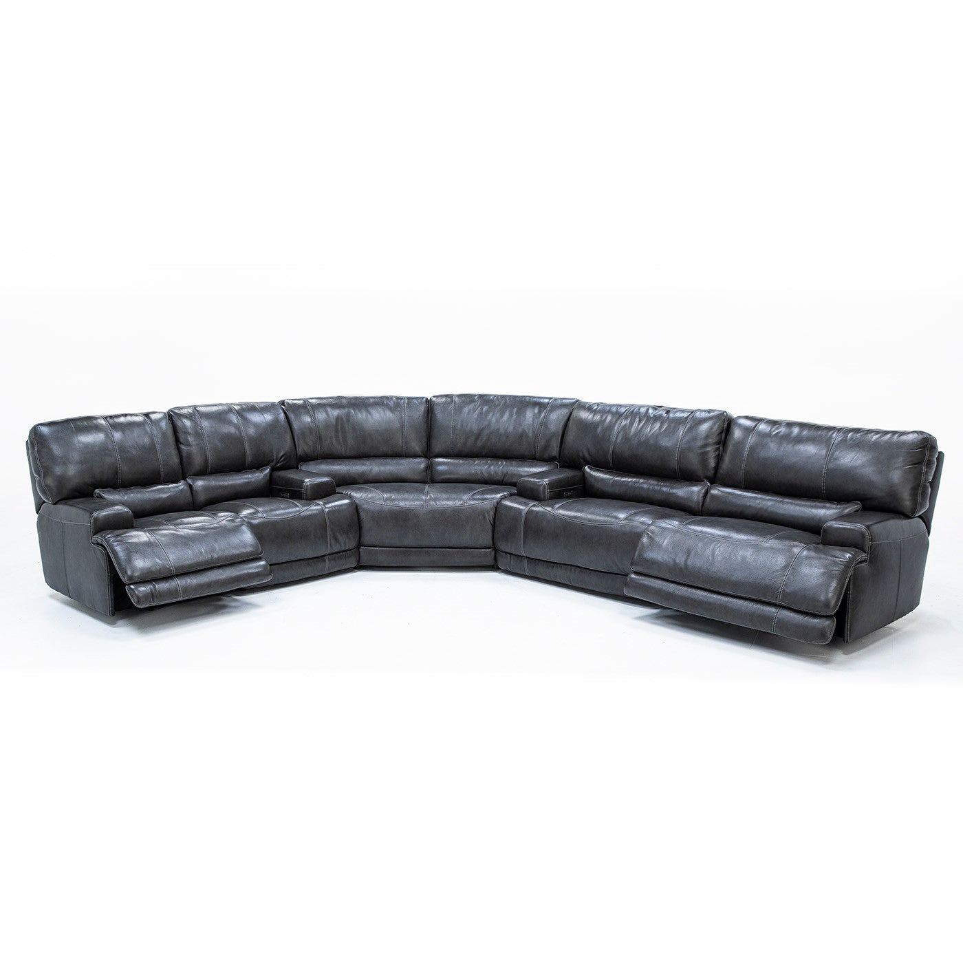 Placier 3-Pc. Leather Power Headrest Sectional