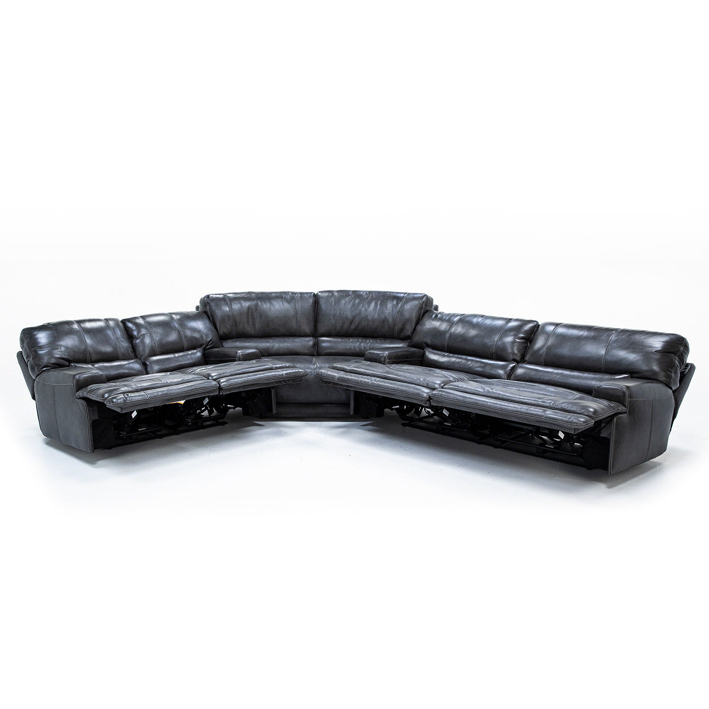 Placier 3-Pc. Leather Power Headrest Sectional