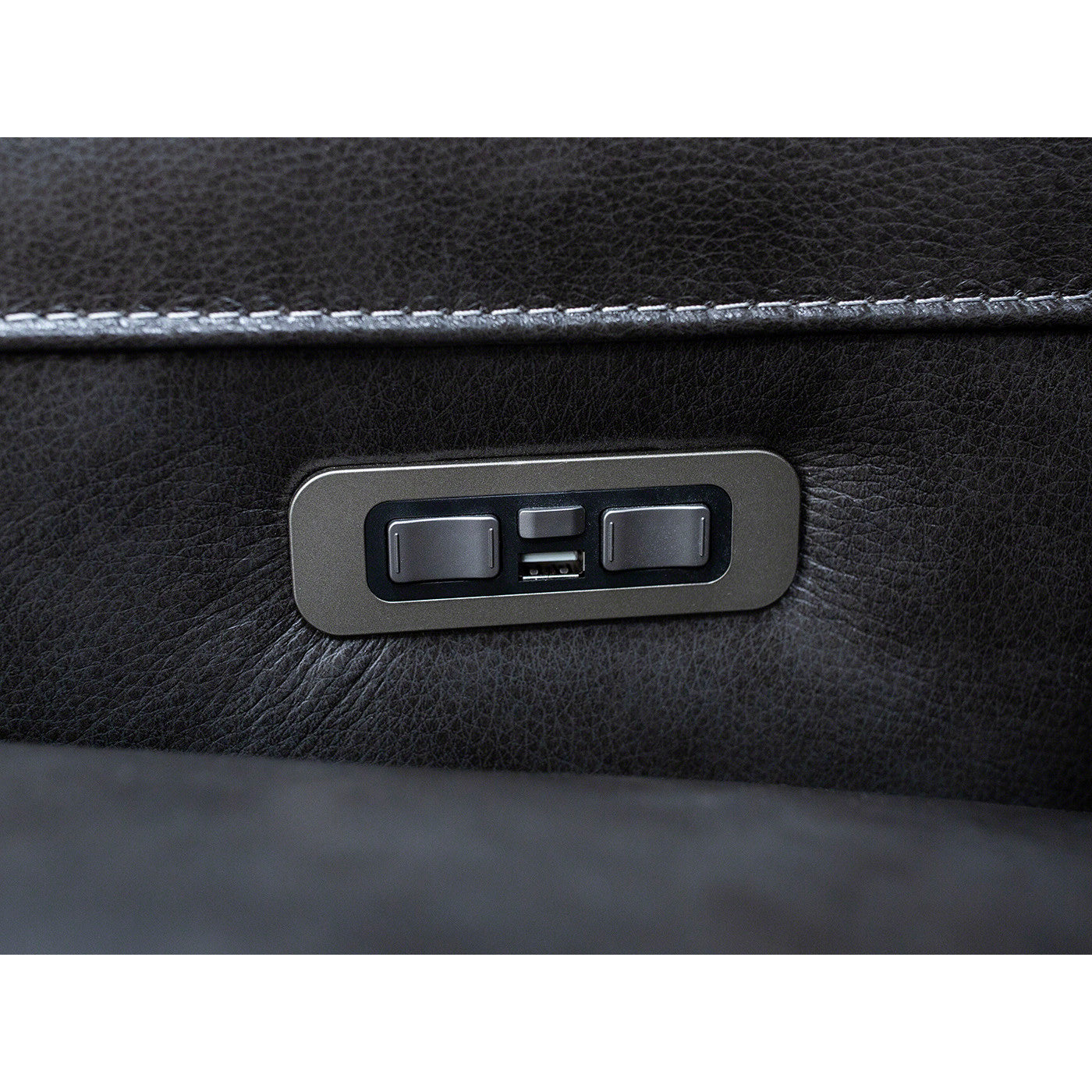 Placier Leather Power Headrest Reclining Loveseat in Charcoal
