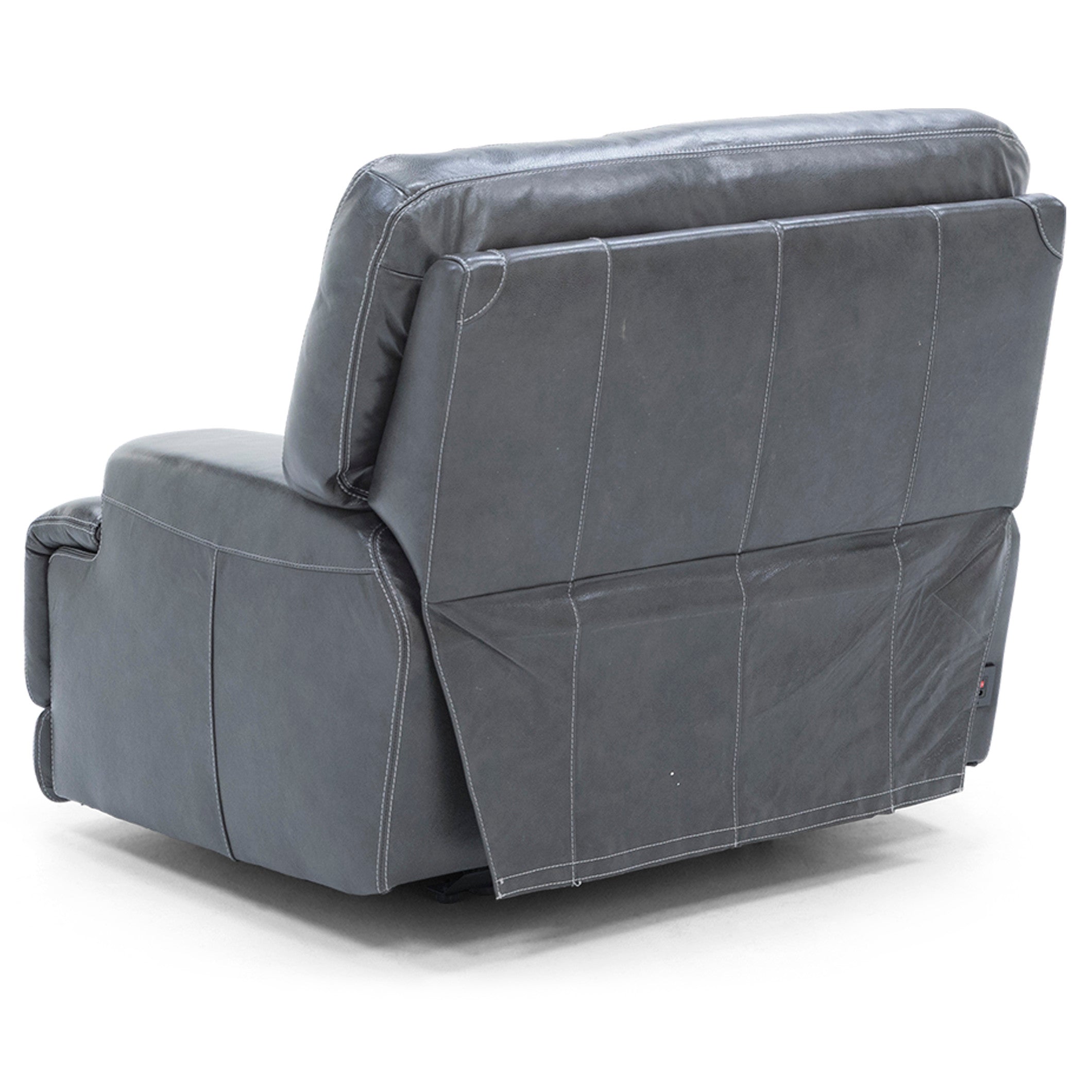 Placier Leather Power Headrest Recliner in Charcoal