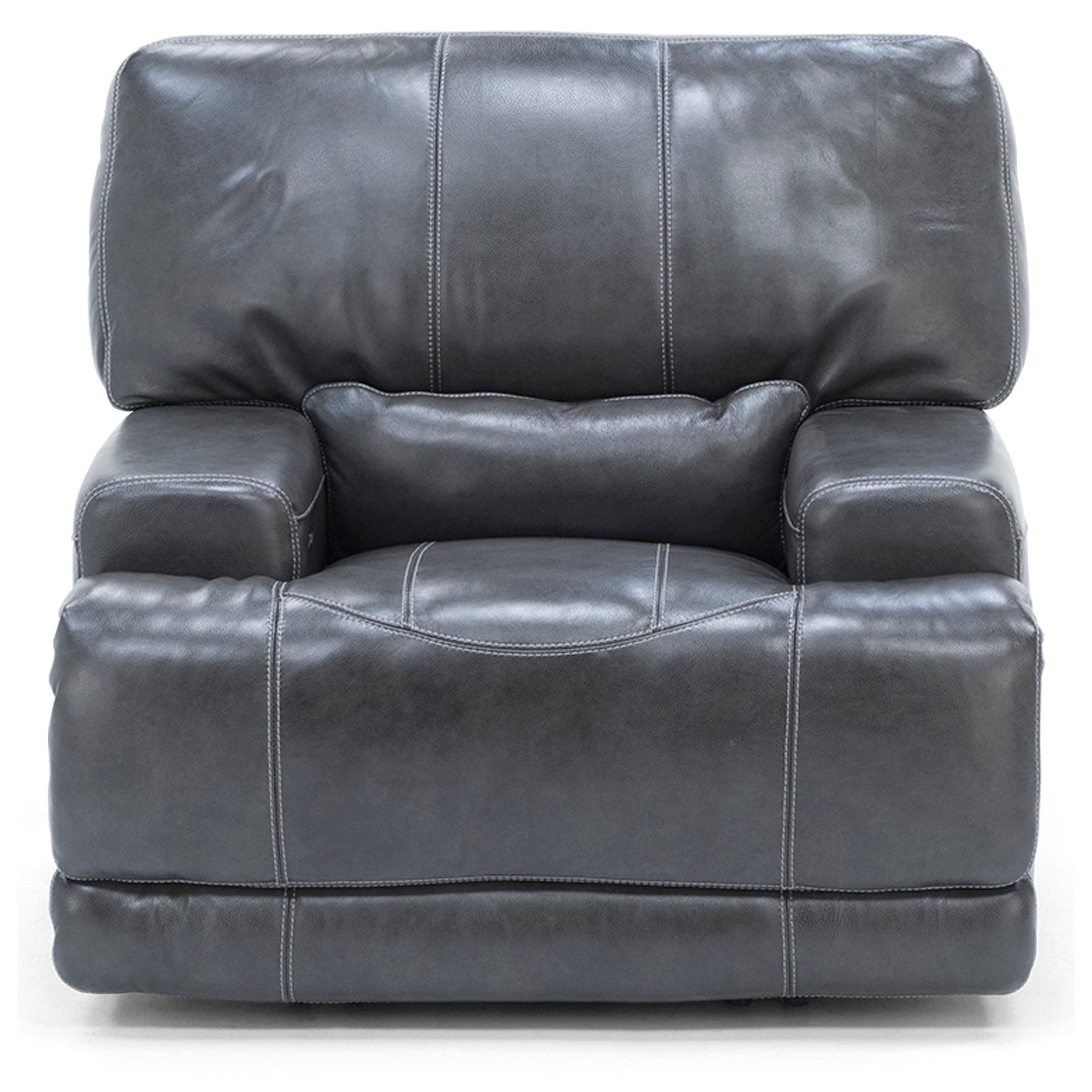 Placier Leather Power Headrest Recliner in Charcoal
