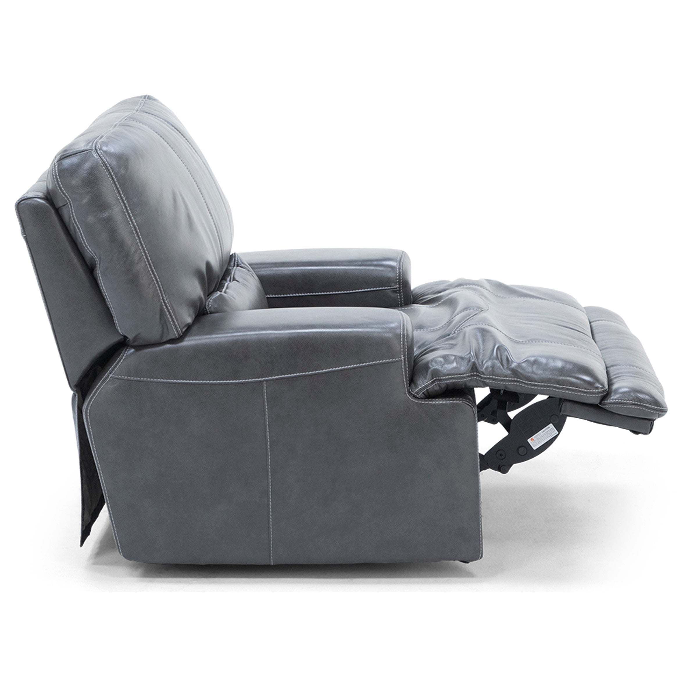 Placier Leather Power Headrest Recliner in Charcoal