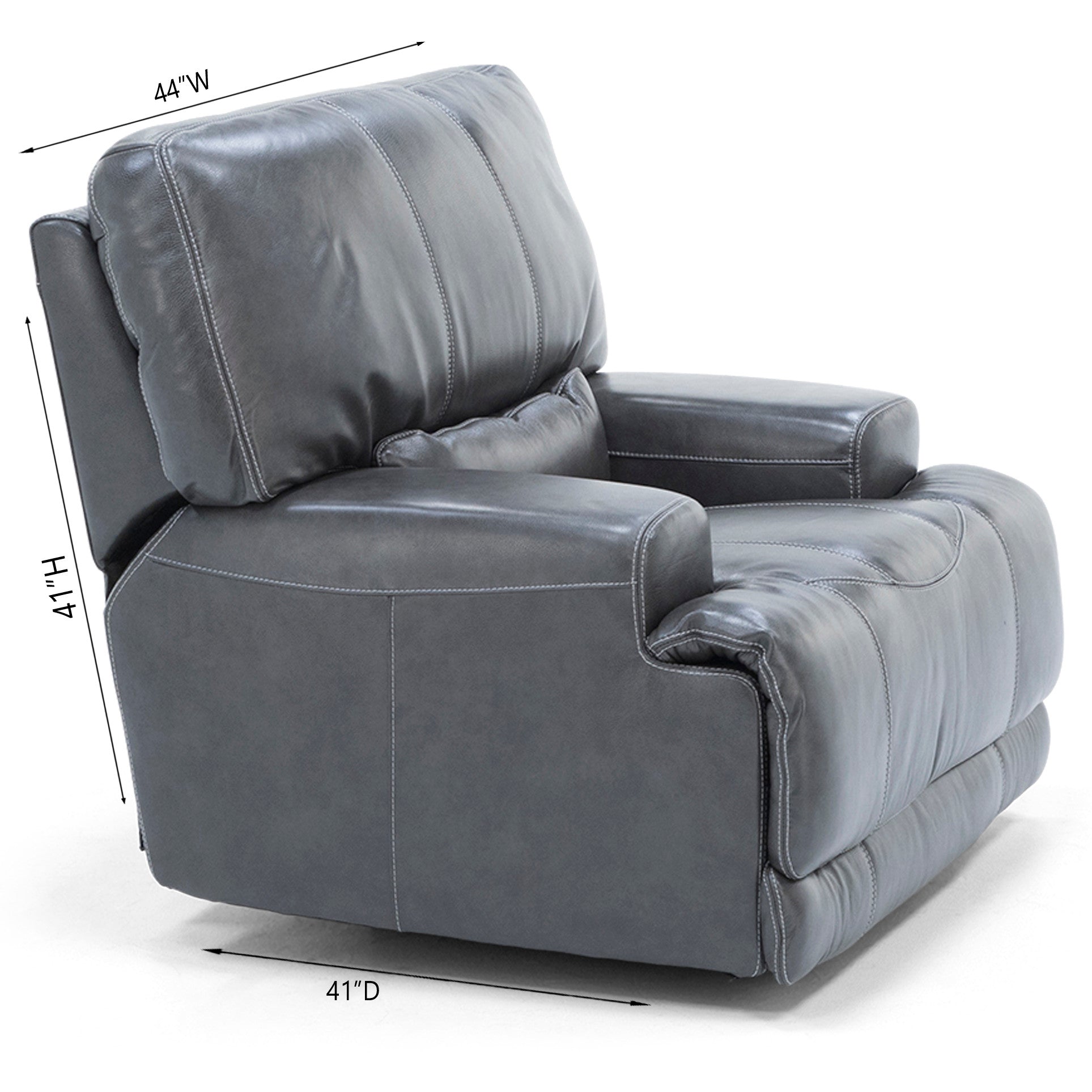 Placier Leather Power Headrest Recliner in Charcoal