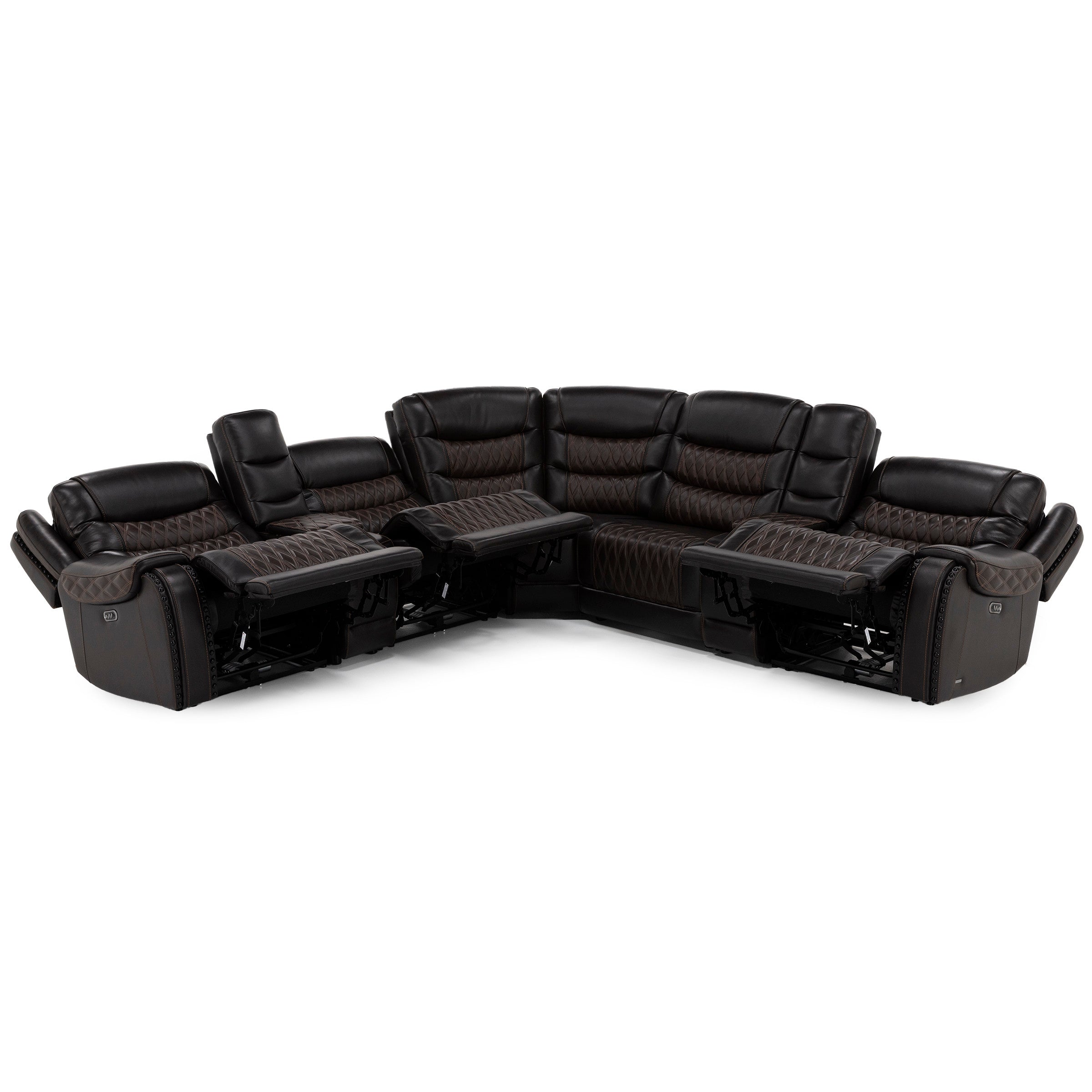 Drew & Jonathan Home Marquee 7-Pc. Leather Power Headrest Reclining Modular