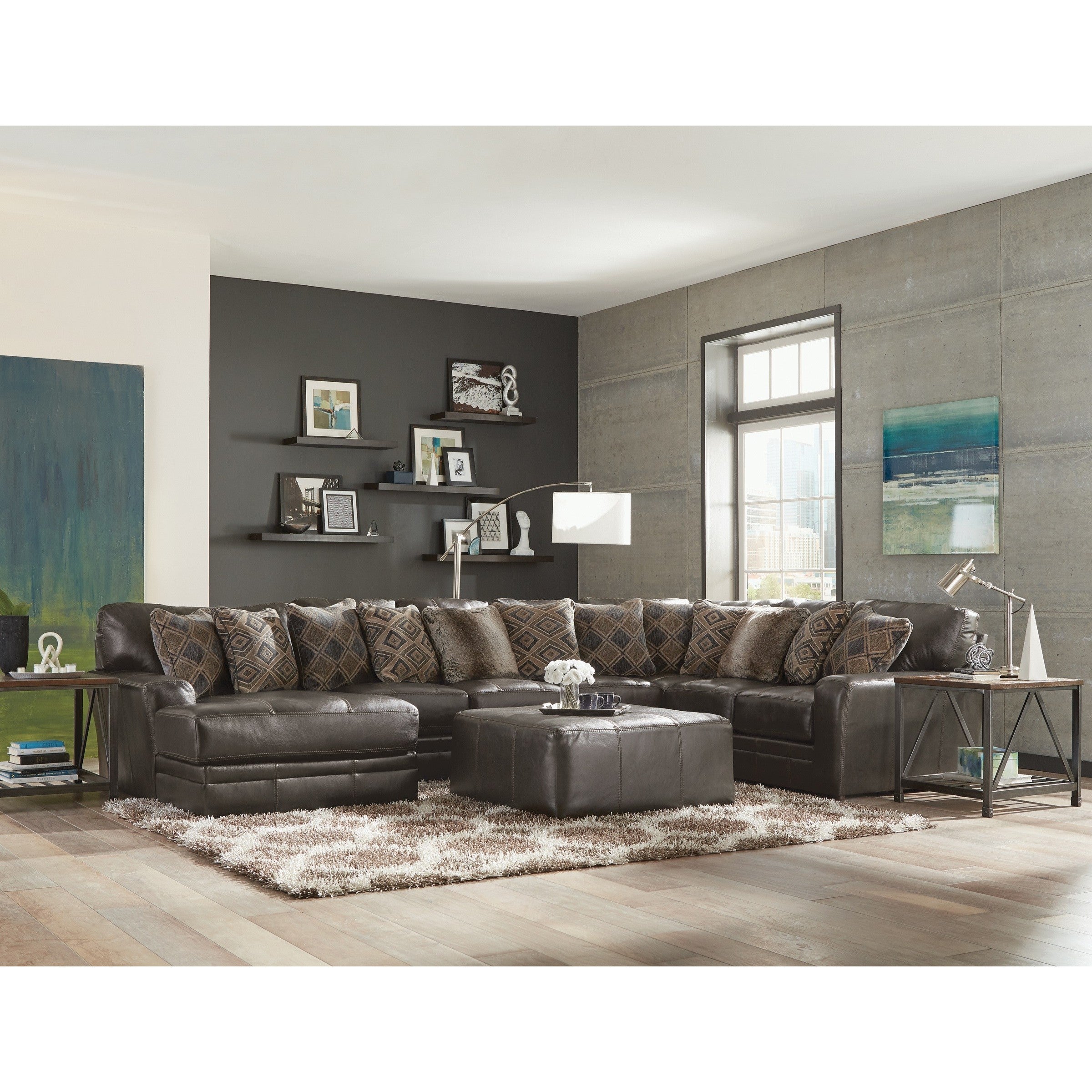 Camden 3-Pc. Leather Sectional with Chaise - Large