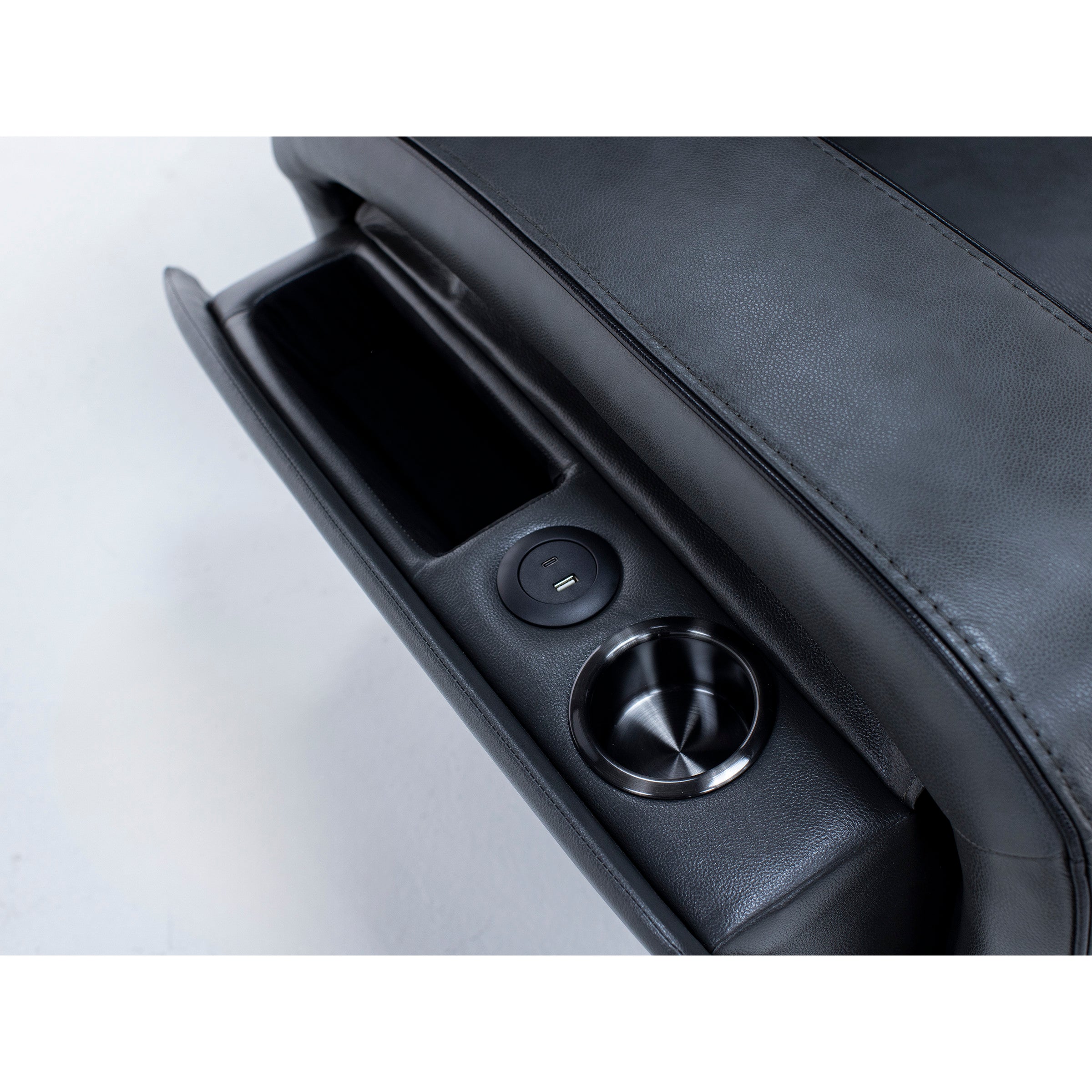 Liam Leather Fully Loaded Zero Gravity Console Reclining Loveseat With Massage And Immersive Audio