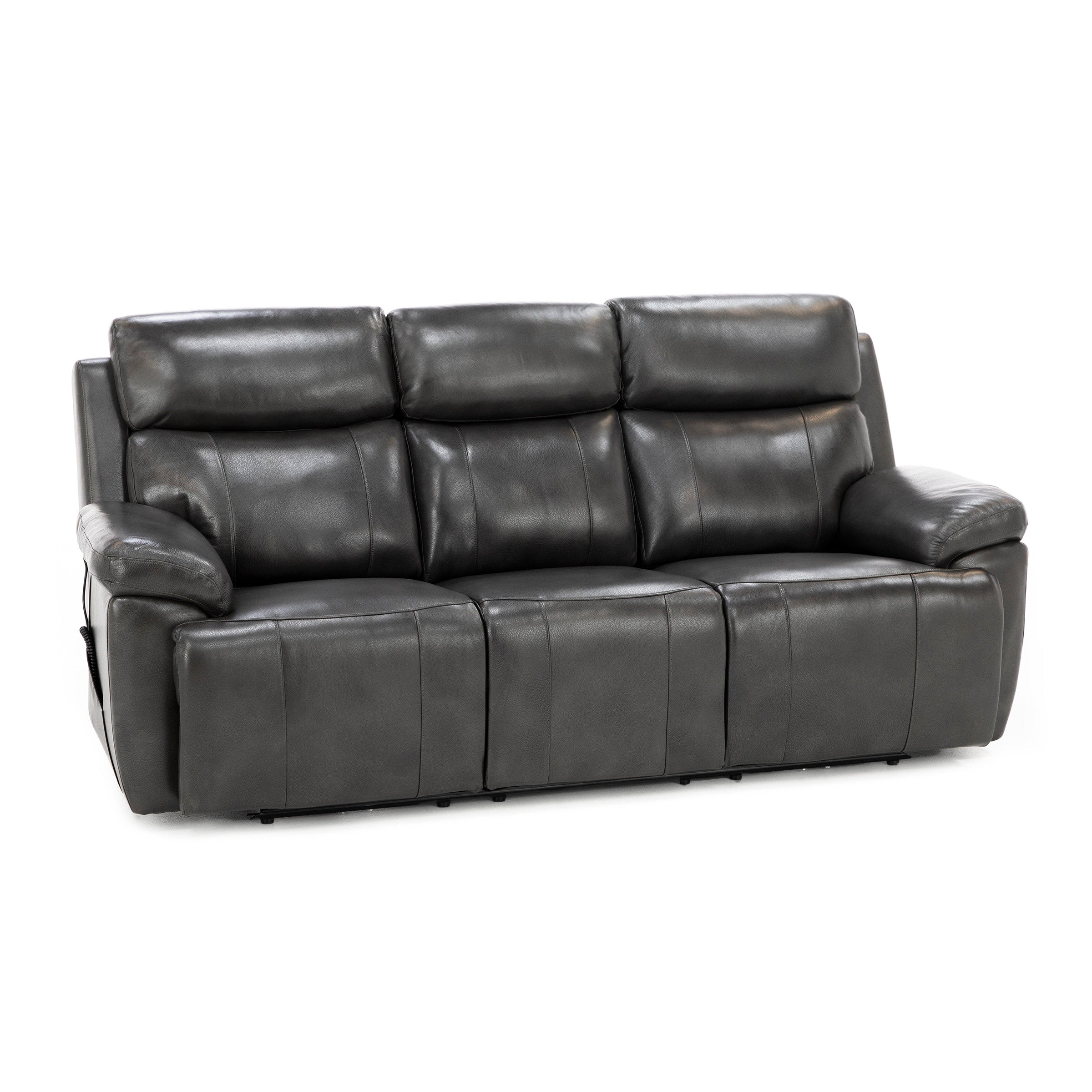Direct Designs Evanston Leather Fully Loaded Reclining Sofa with Air Massage, Heat & Drop Down Table