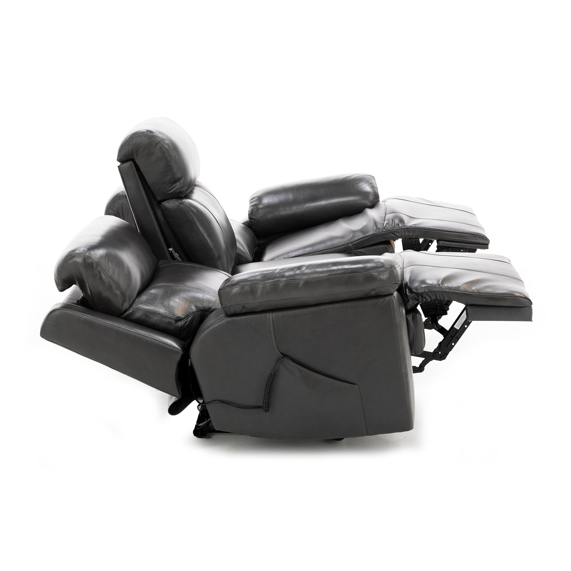 Direct Designs Evanston Leather Fully Loaded Reclining Sofa with Air Massage, Heat & Drop Down Table