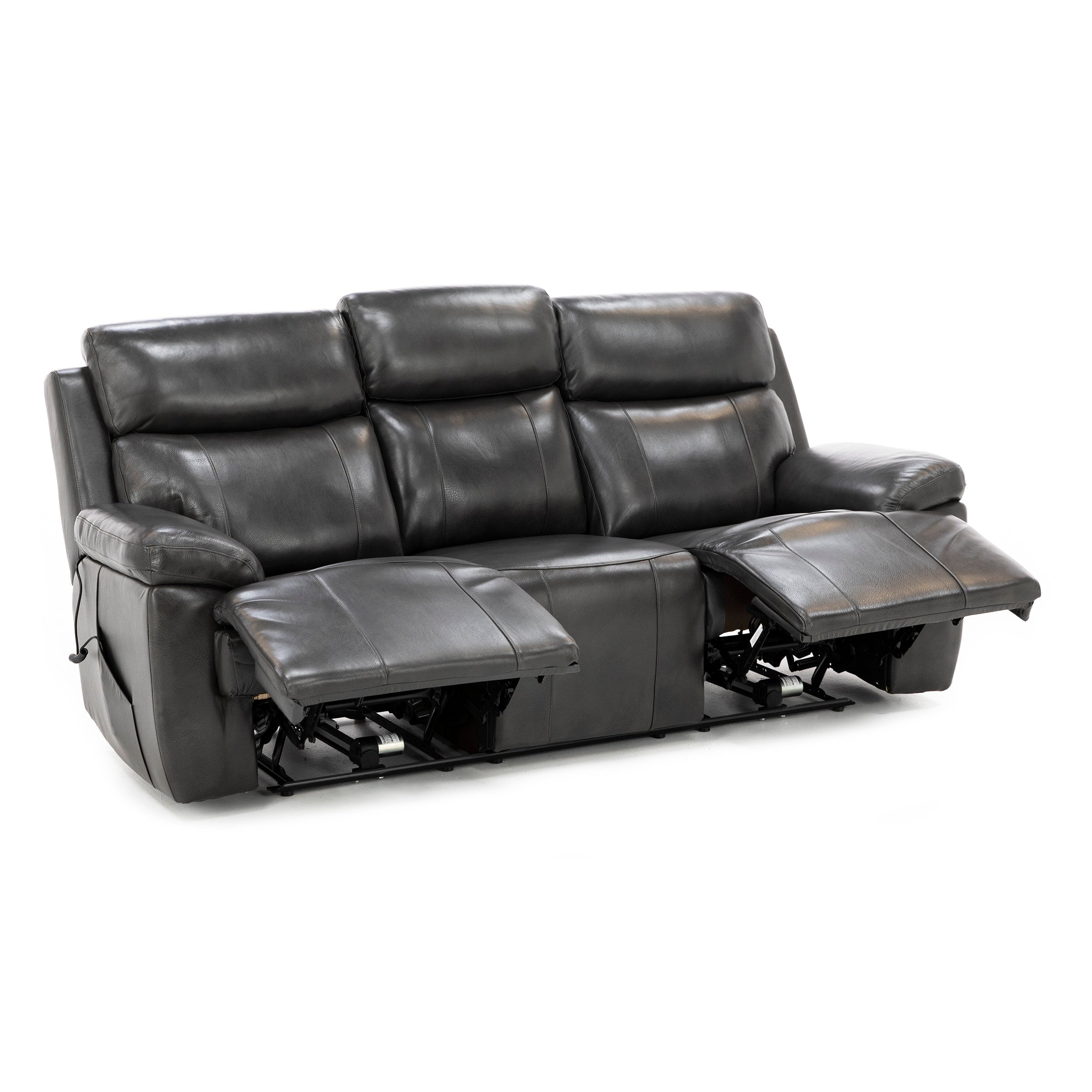 Direct Designs Evanston Leather Fully Loaded Reclining Sofa with Air Massage, Heat & Drop Down Table