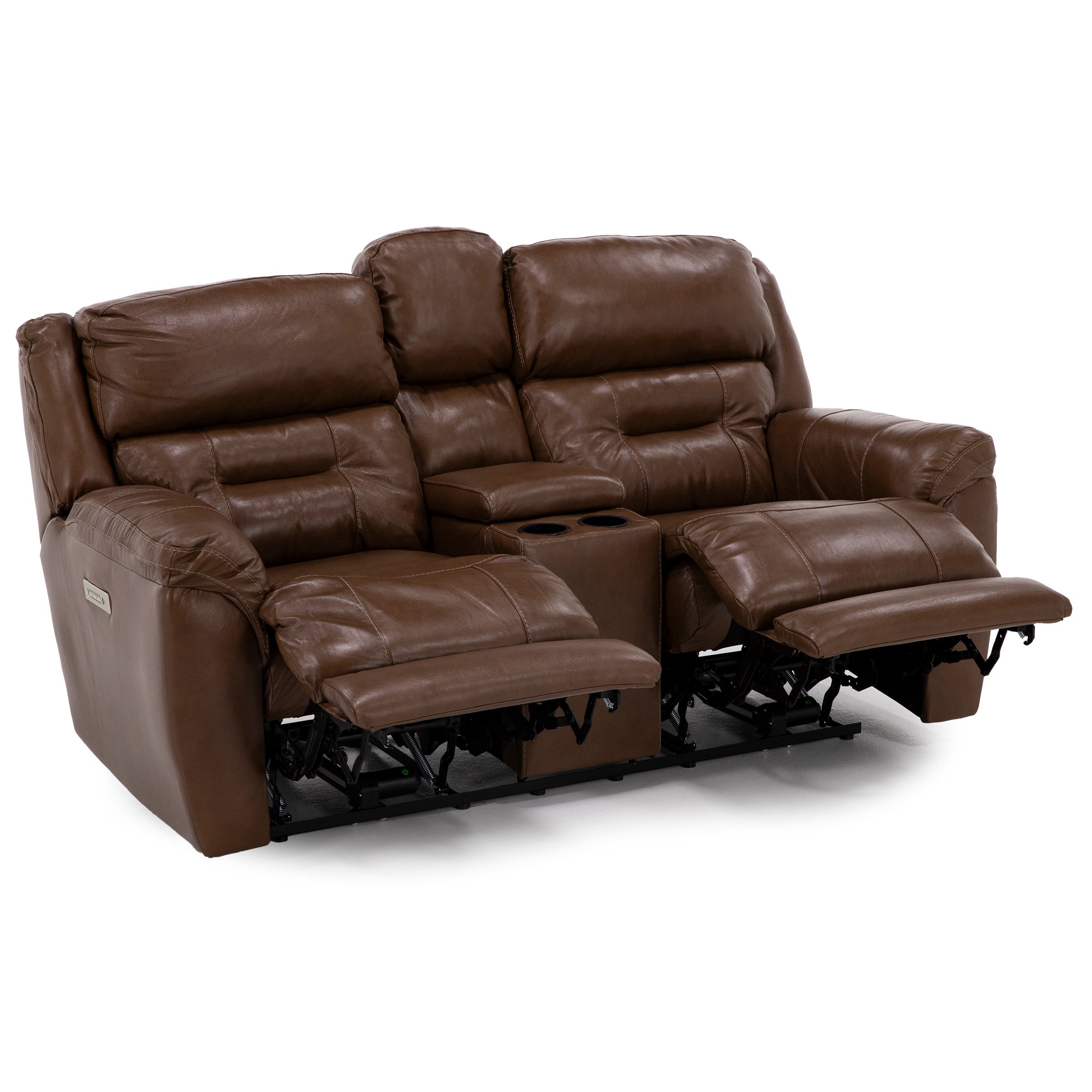 Tyson Leather Fully Loaded Zero Gravity Console Reclining Loveseat