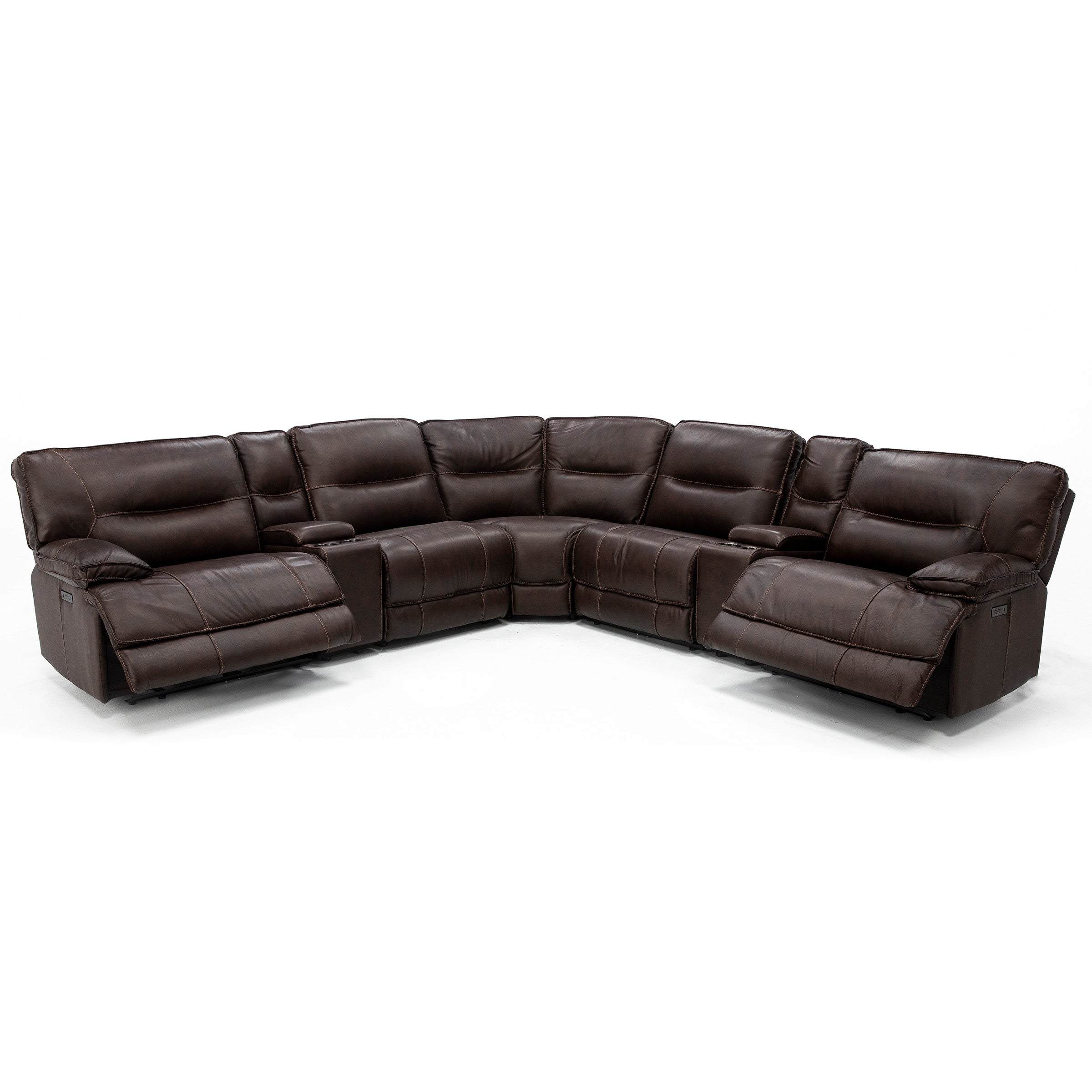 Mustang 7-Pc. Leather Power Headrest Reclining Modular